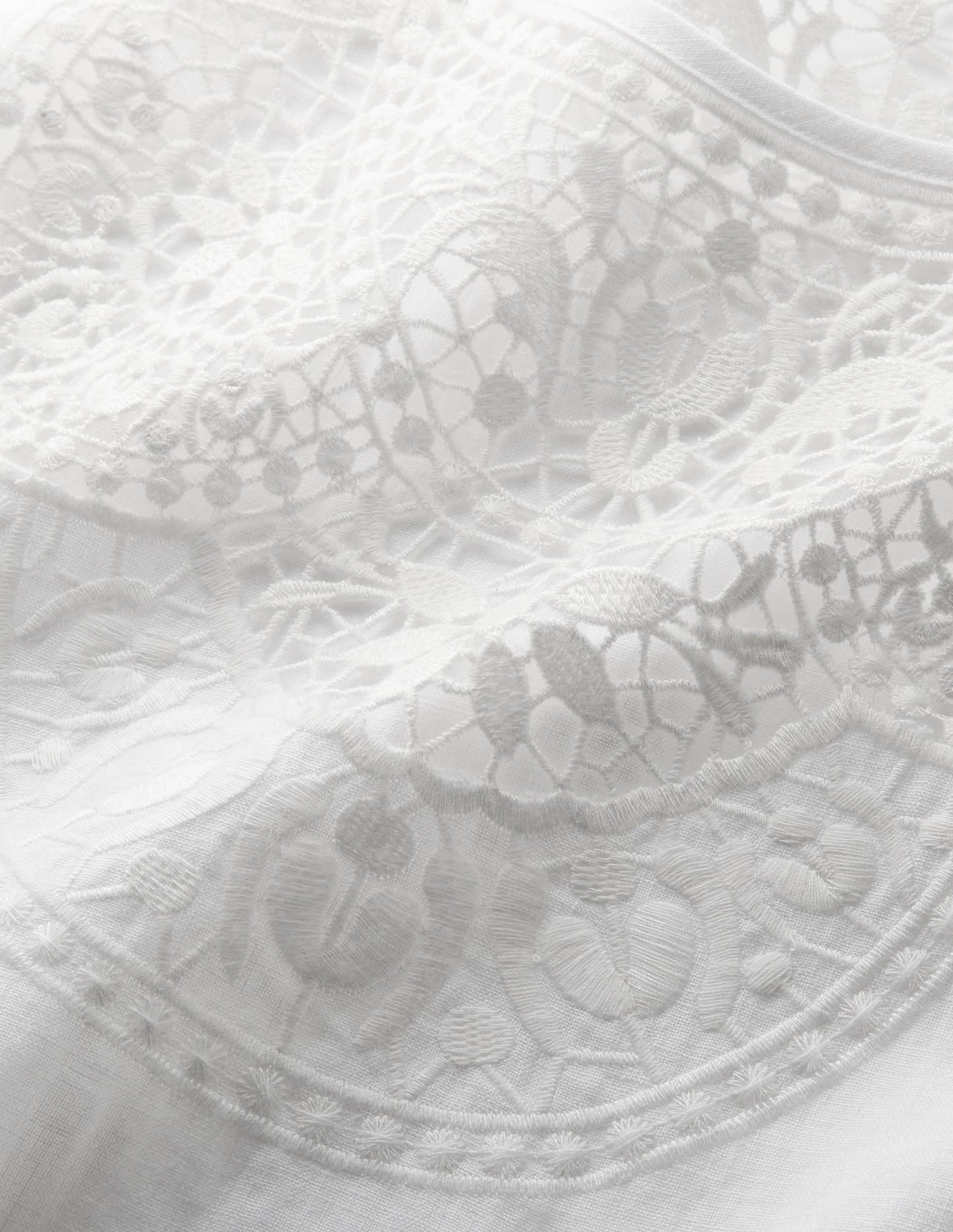 Fleur Leinenkleid mit Stickerei-Weiß