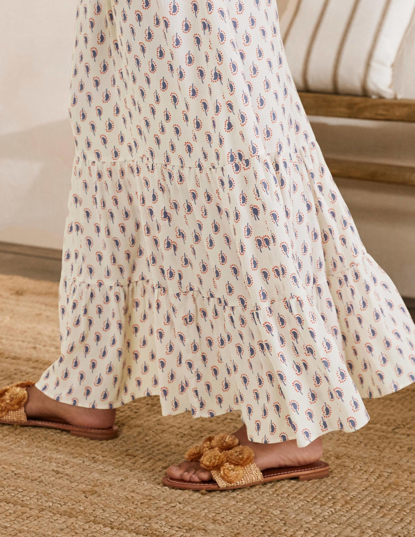 Alicia Maxikleid-Naturweiß, Paisleymuster