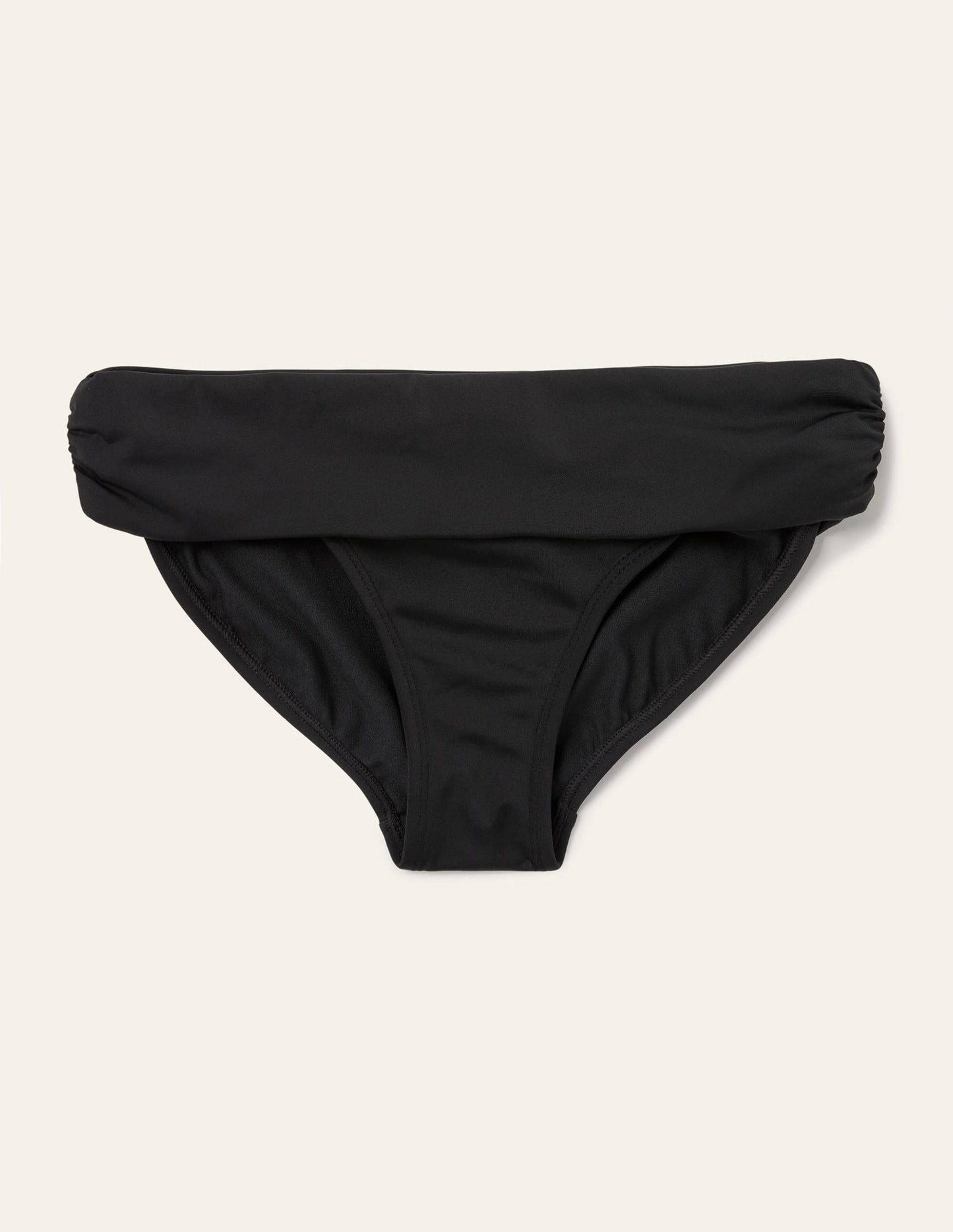 Klassische Bikinihose mit umgeschlagenem Bund-Schwarz