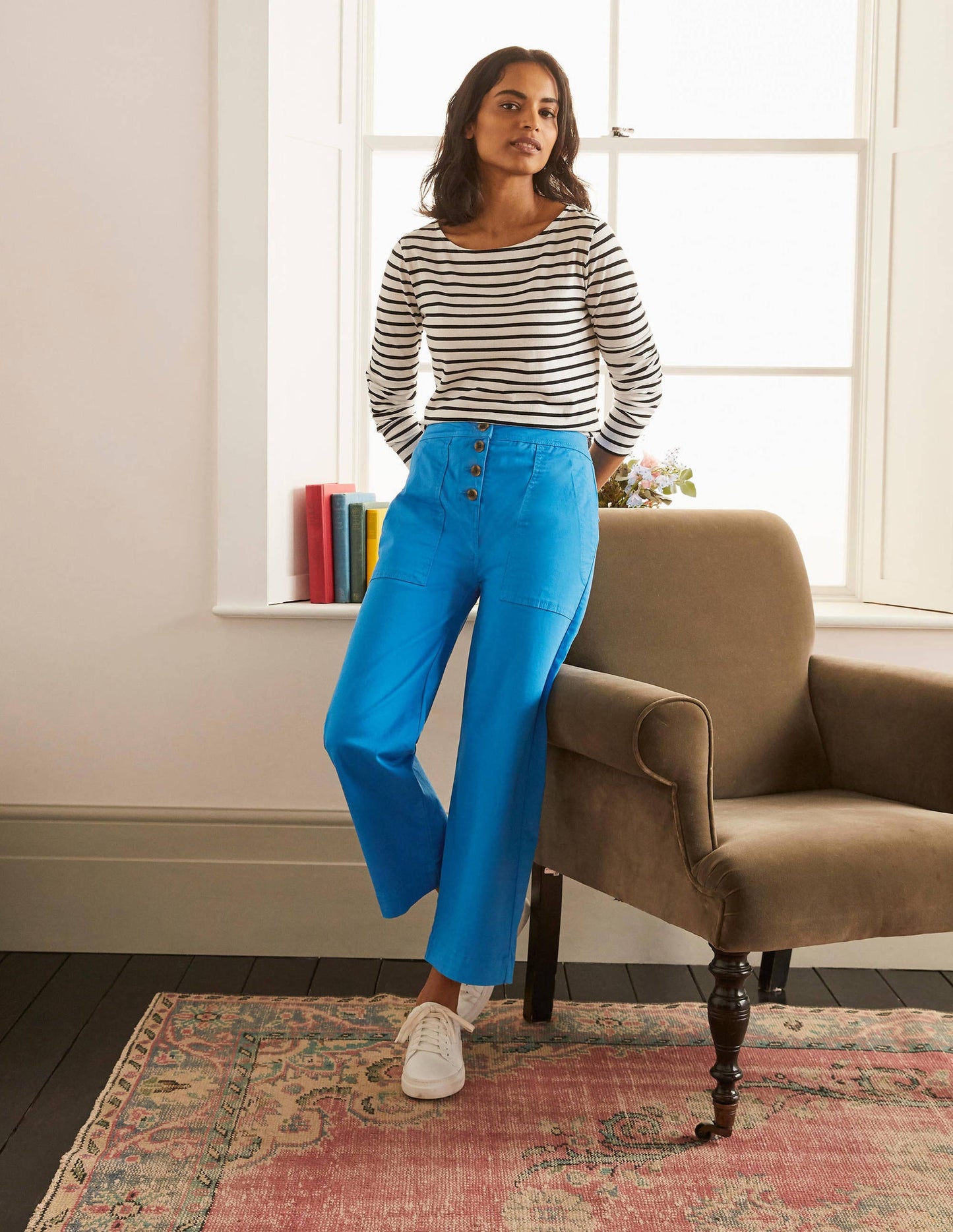 Beaufort Hose mit Knopfleiste-Kräftiges Blau