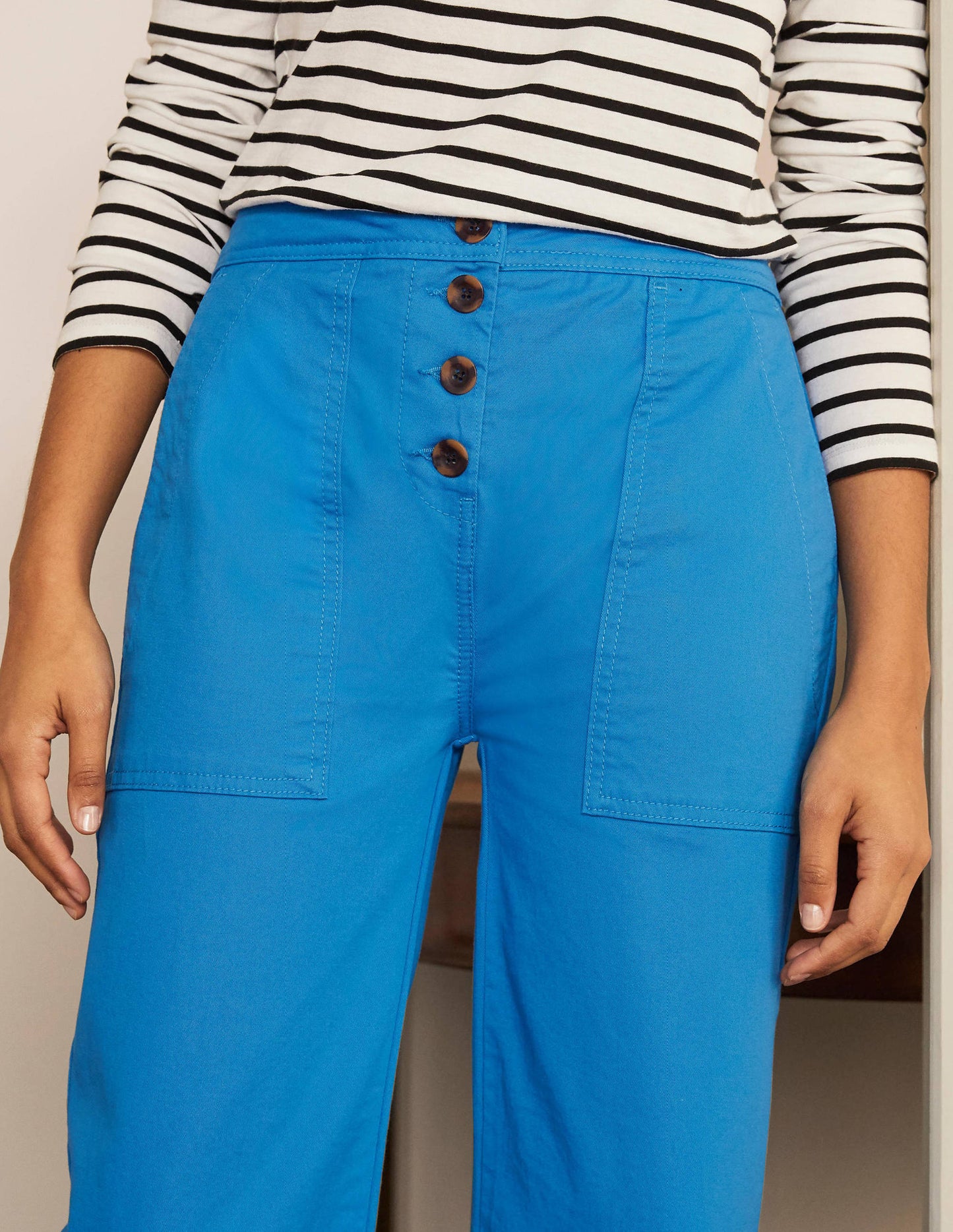 Beaufort Hose mit Knopfleiste-Kräftiges Blau