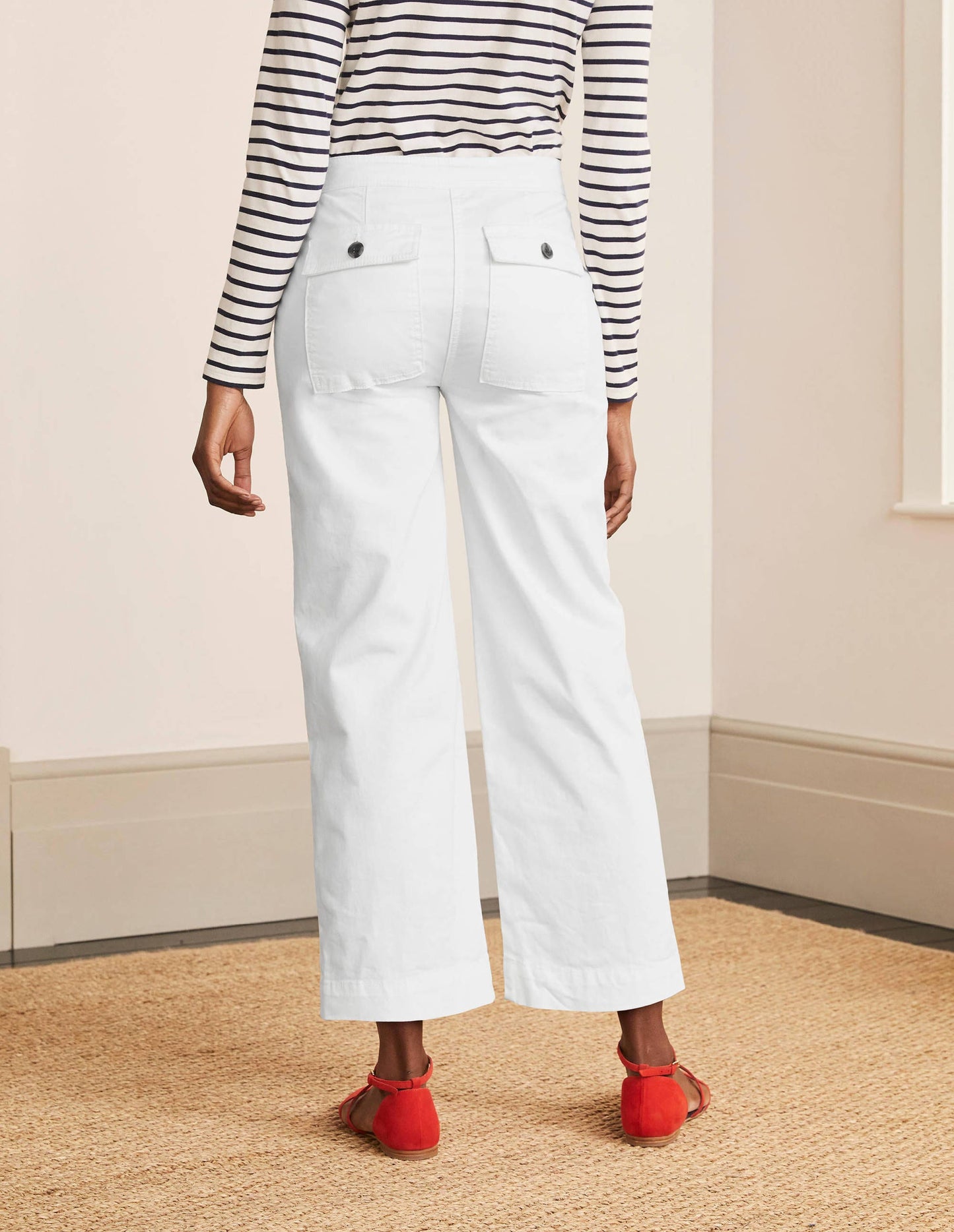 Beaufort Hose mit Knopfleiste-Weiß