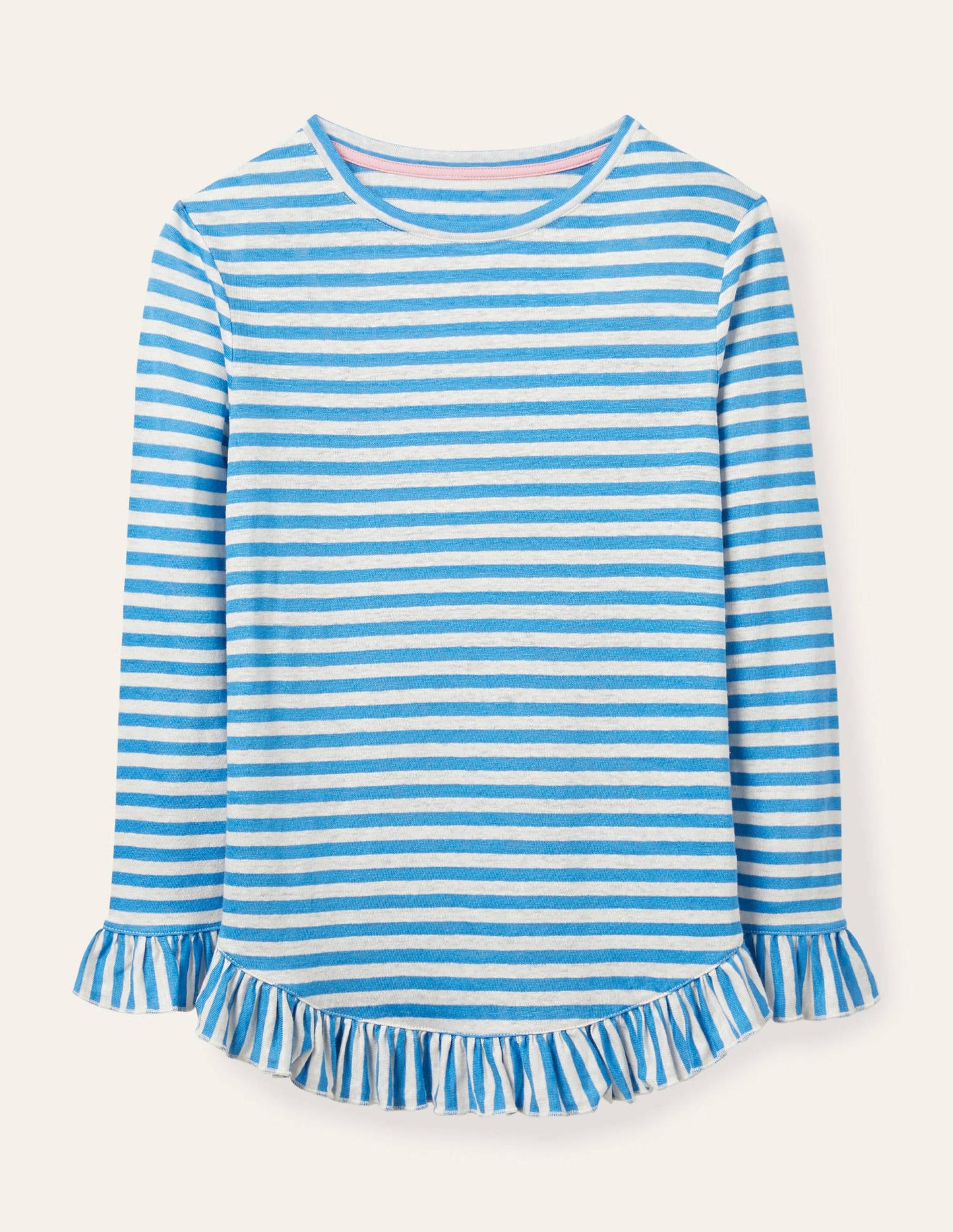 Dorothy Oberteil aus Leinenjersey-Marokkoblau/Naturweiß