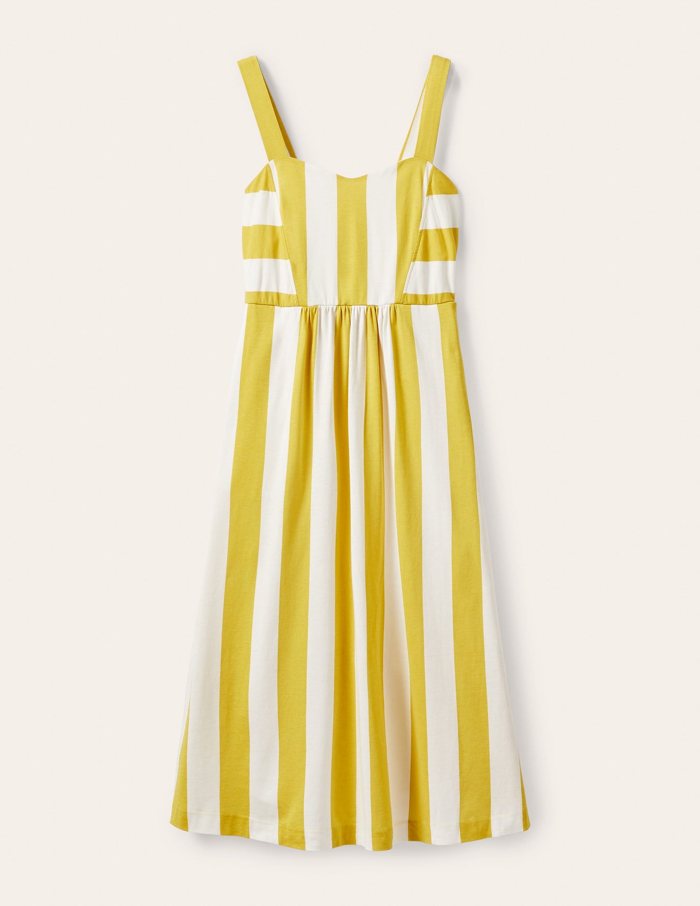 Lucy Gestreiftes Jerseykleid-Schwefelgelb/Naturweiß, Gestreift