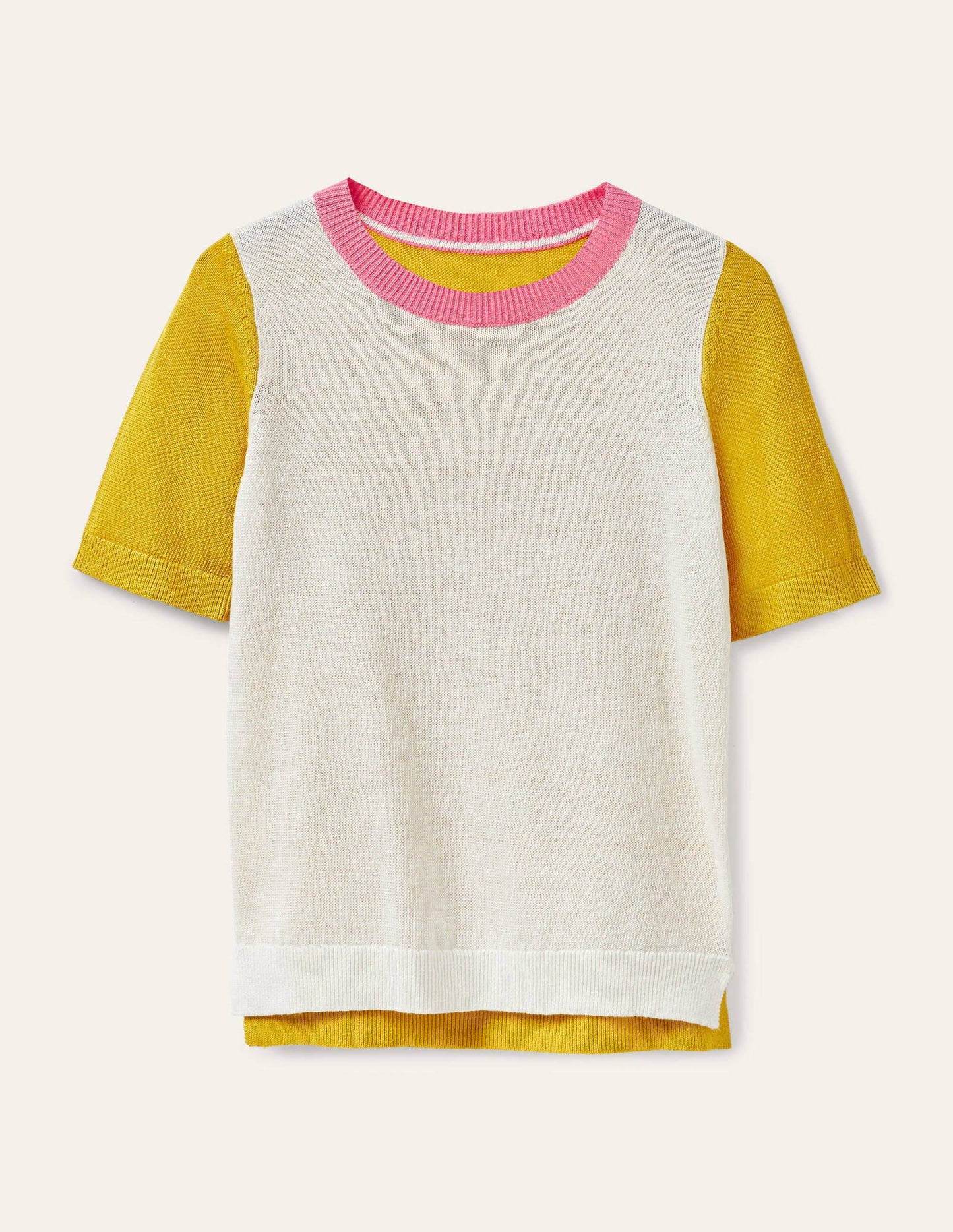 Askerton Strick-T-Shirt aus Leinen-Narzissengelb, Blockfarben