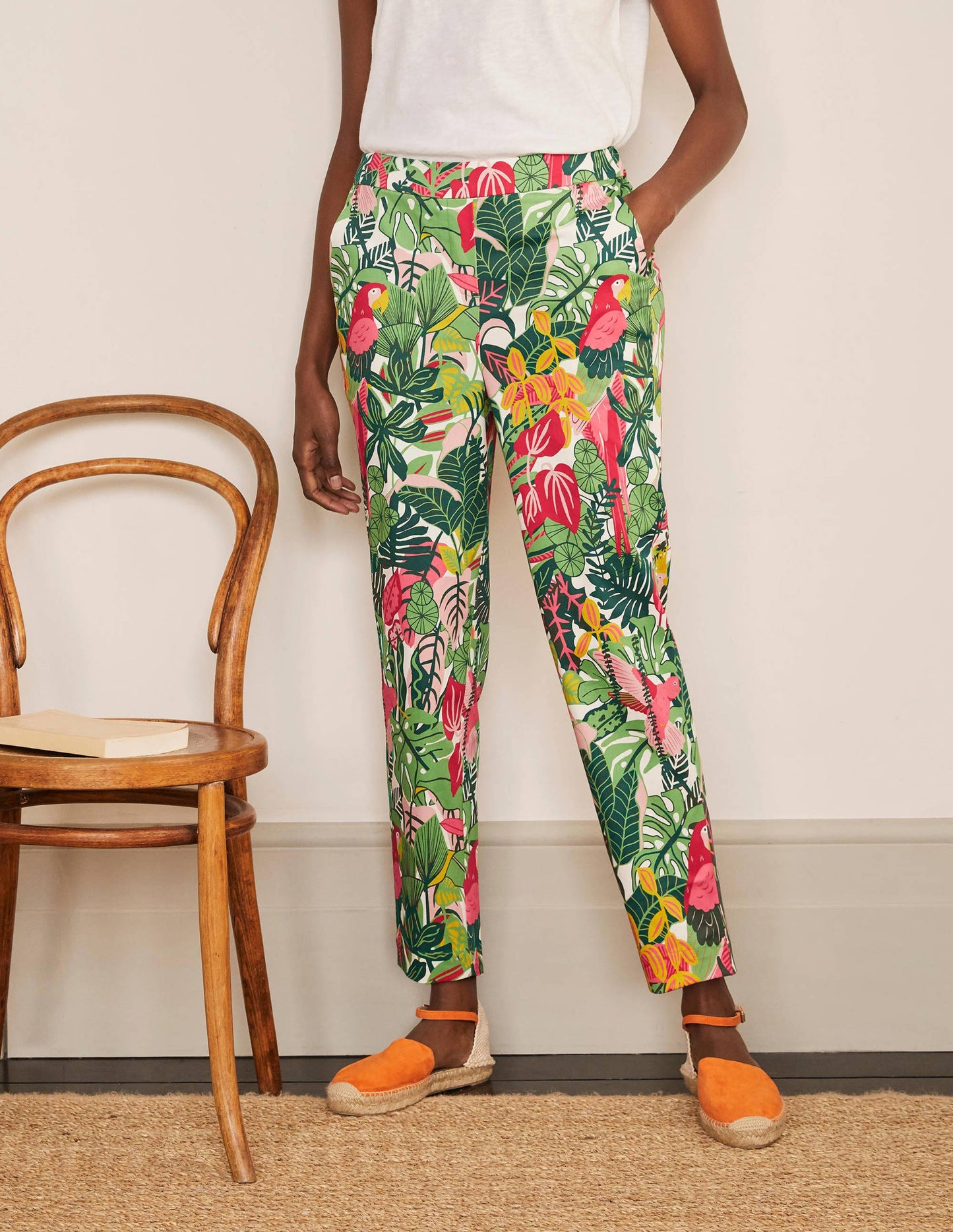 Pantalon à enfiler-Feuille de palmier, motif Paradise Jungle