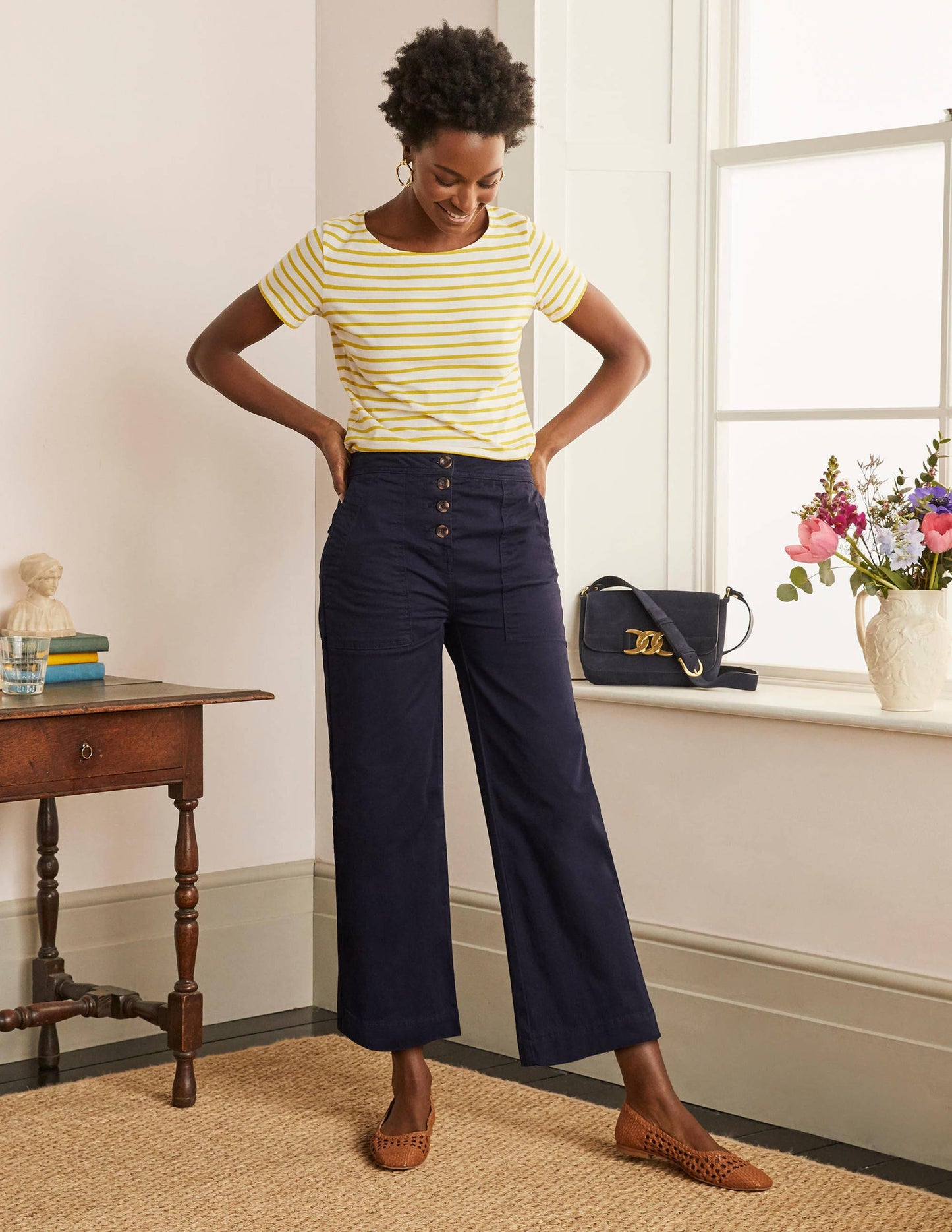 Beaufort Hose mit Knopfleiste-Marineblau