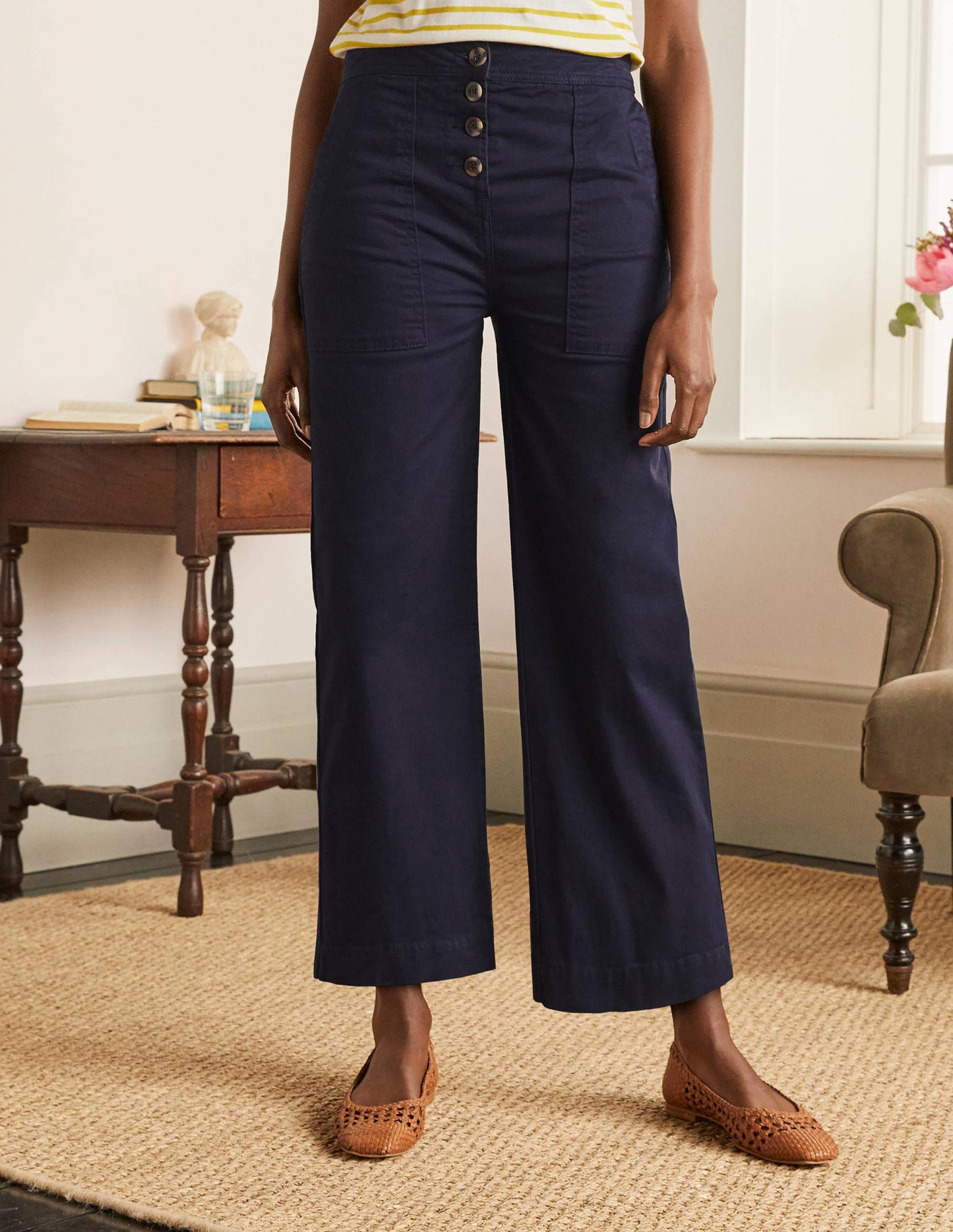 Beaufort Hose mit Knopfleiste-Marineblau
