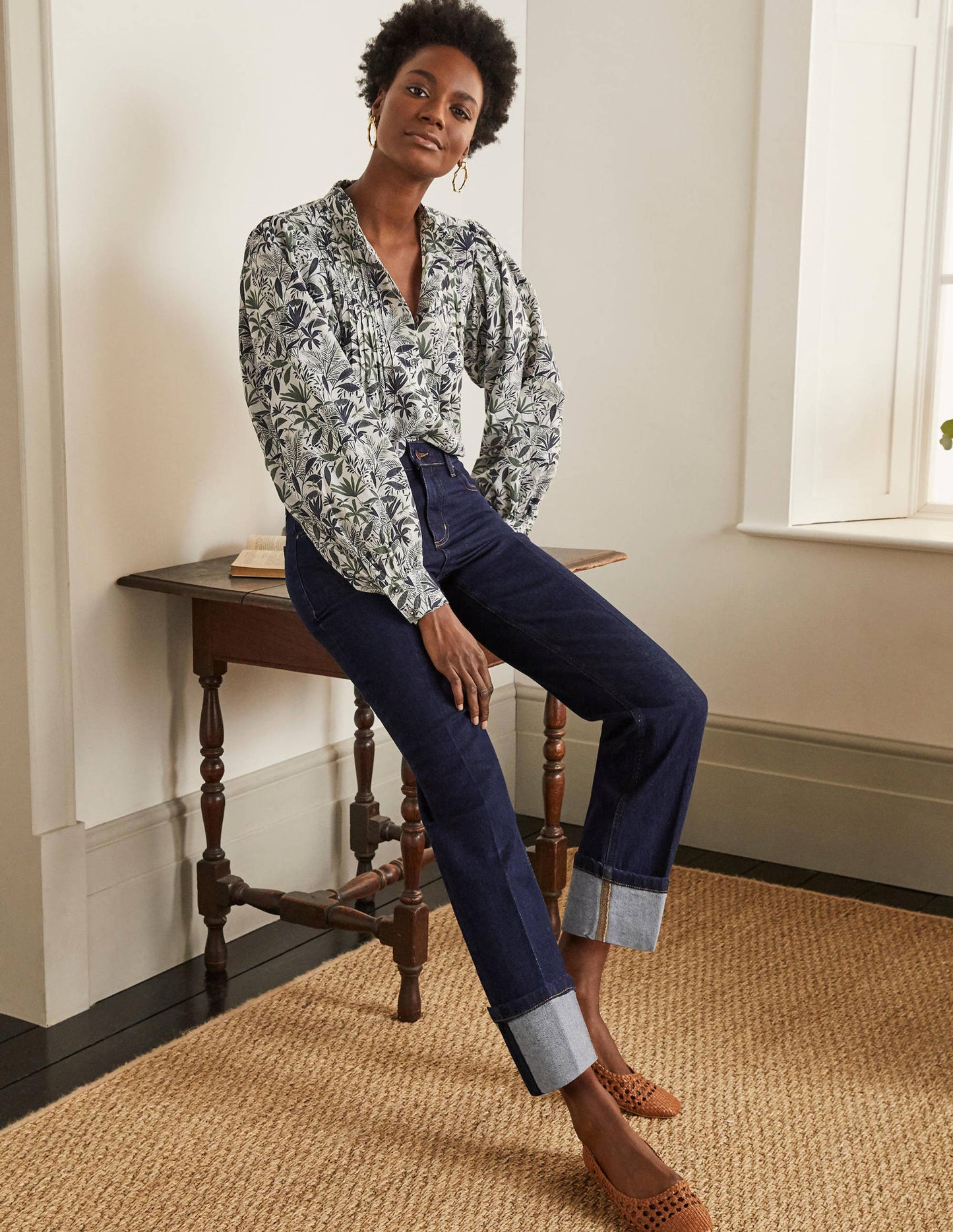 Big Turn Up Jeans-Indigo