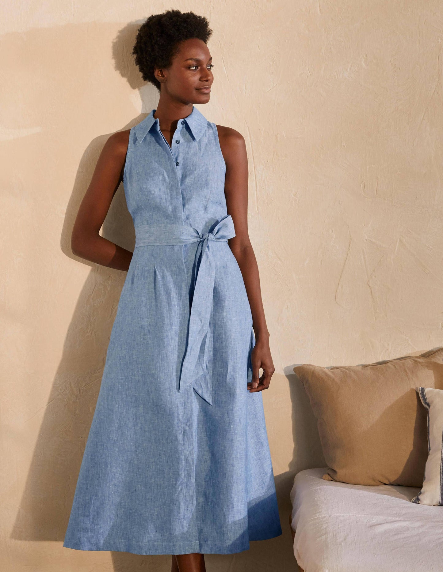 Kate Hemdblusenkleid aus Leinen-Faux-Uni
