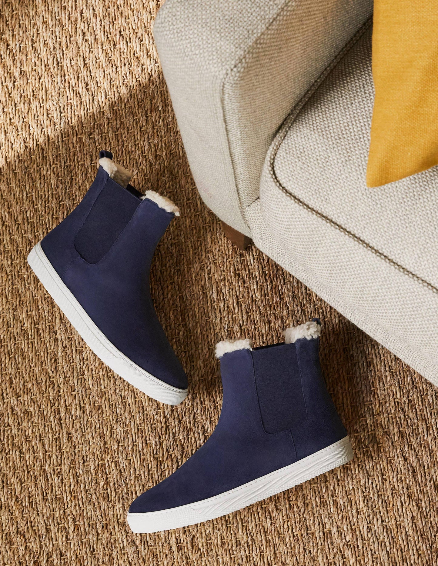 Chelsea Boots mit Lammfellfutter-Marineblau