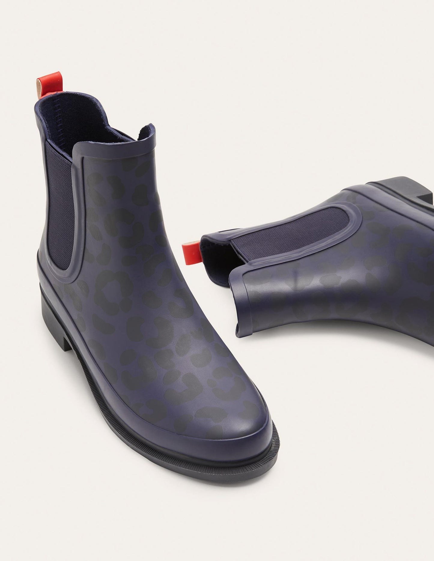 Chelsea Gummistiefel-Navy, Leopardenmuster