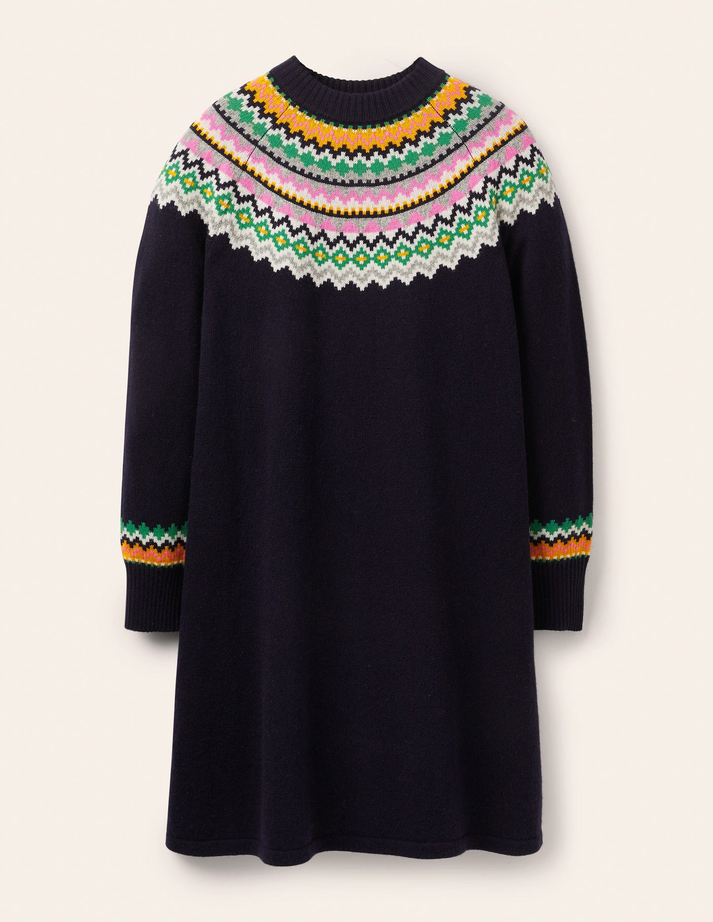 Millie Fair Isle Knitted Dress-Navy