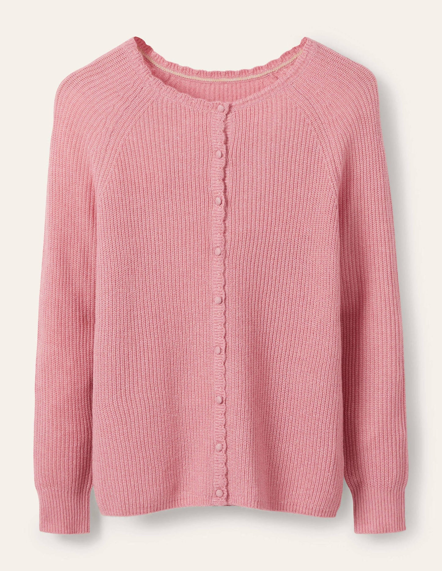 Ella Flauschiger Cardigan mit Muschelsaum-Kirschblütenrosa