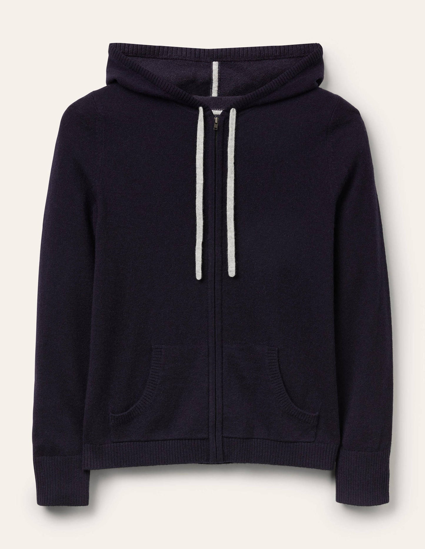 Kaschmir-Hoodie mit Reißverschluss-Marineblau