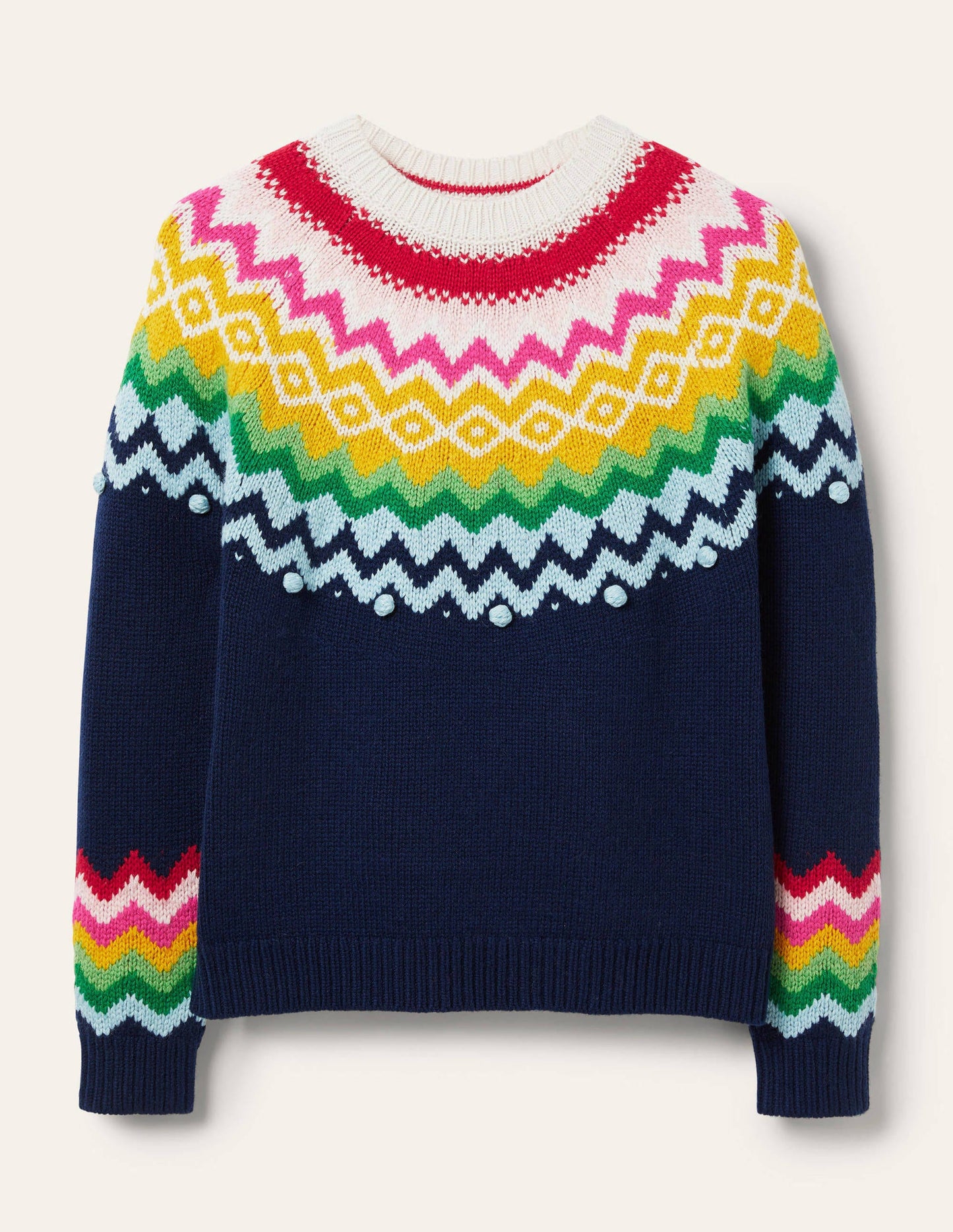 Pull décontracté motif jacquard-Bleu tribord