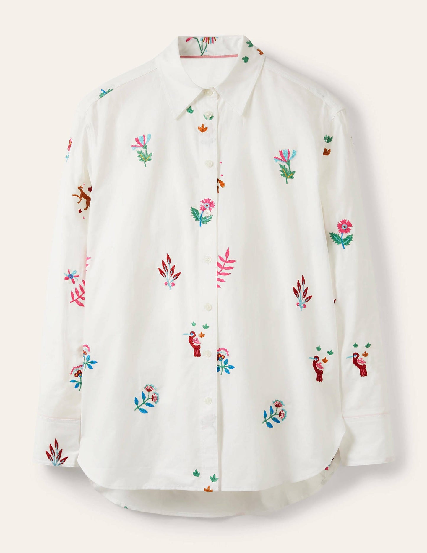 Agnes Oversize-Hemd-Weiß, Stickerei