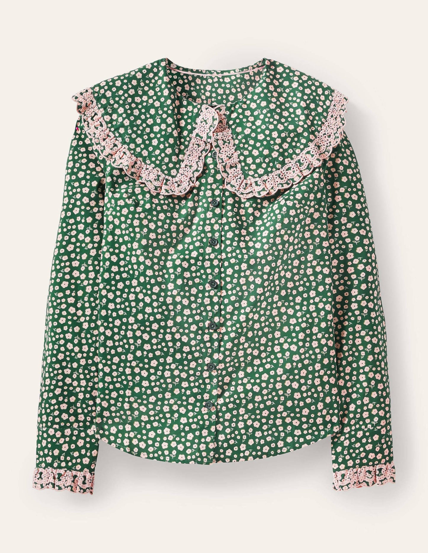 Statement Collar Cotton Shirt-Palm Leaf, Ditsy Daisy