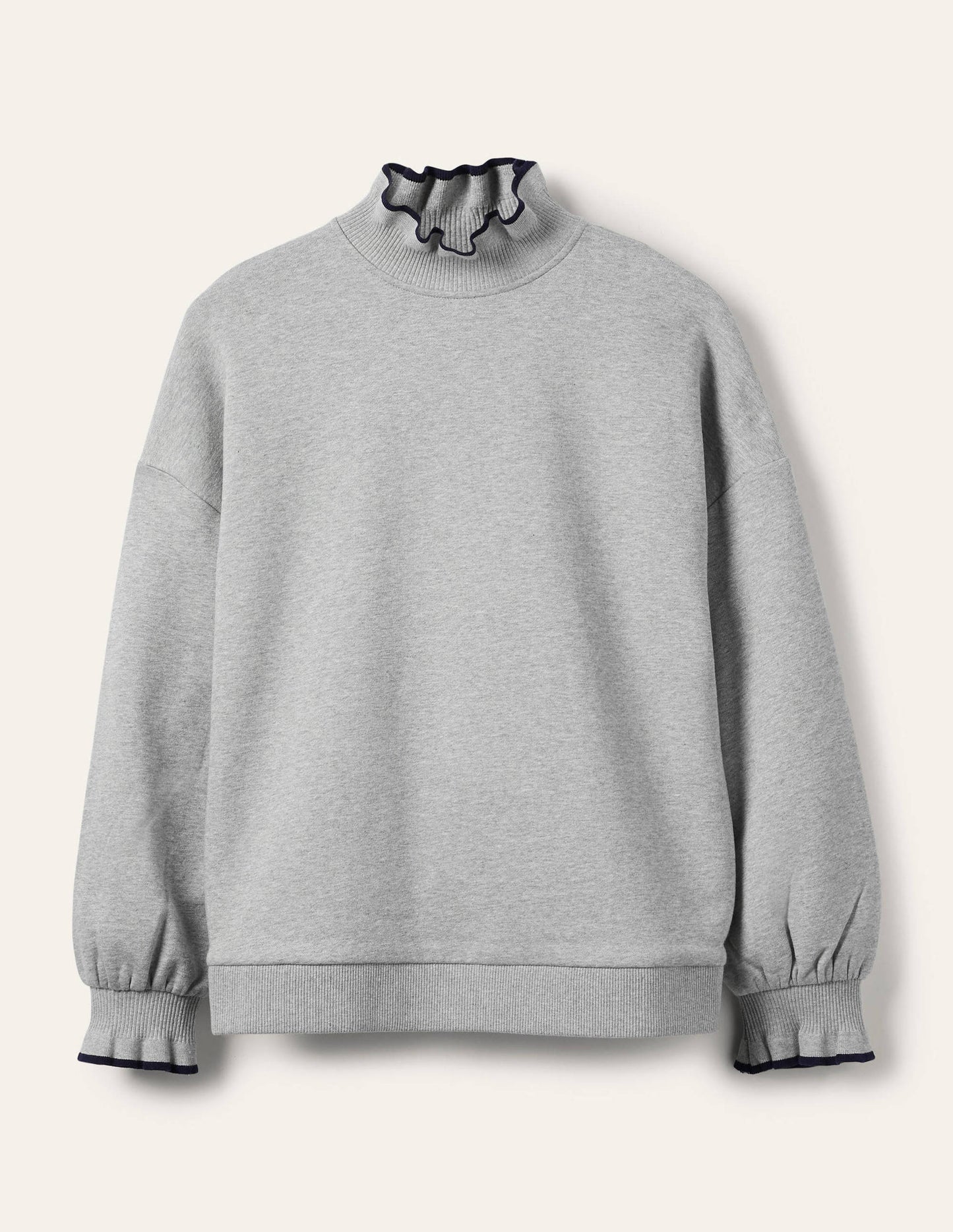 Sweatshirt mit Rüschendetail-Grau Meliert