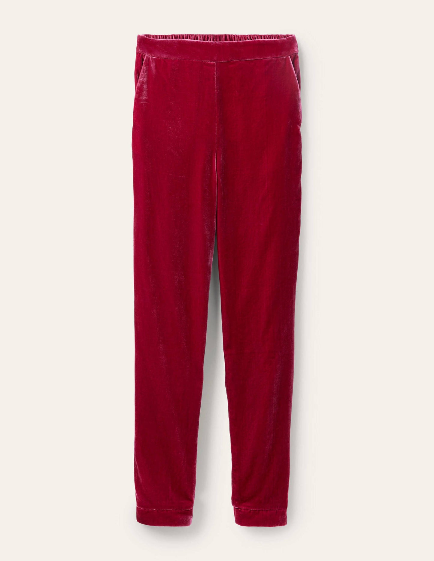 Samthose mit Bündchen-Bommel