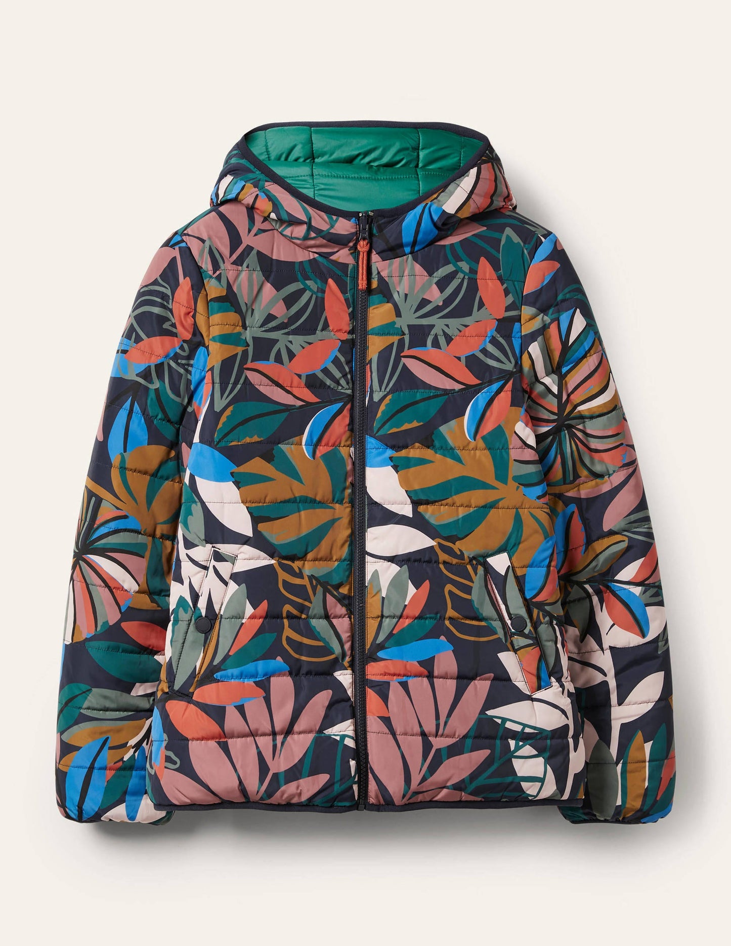 Wendbare Steppjacke-Navy, Tropische Palmen