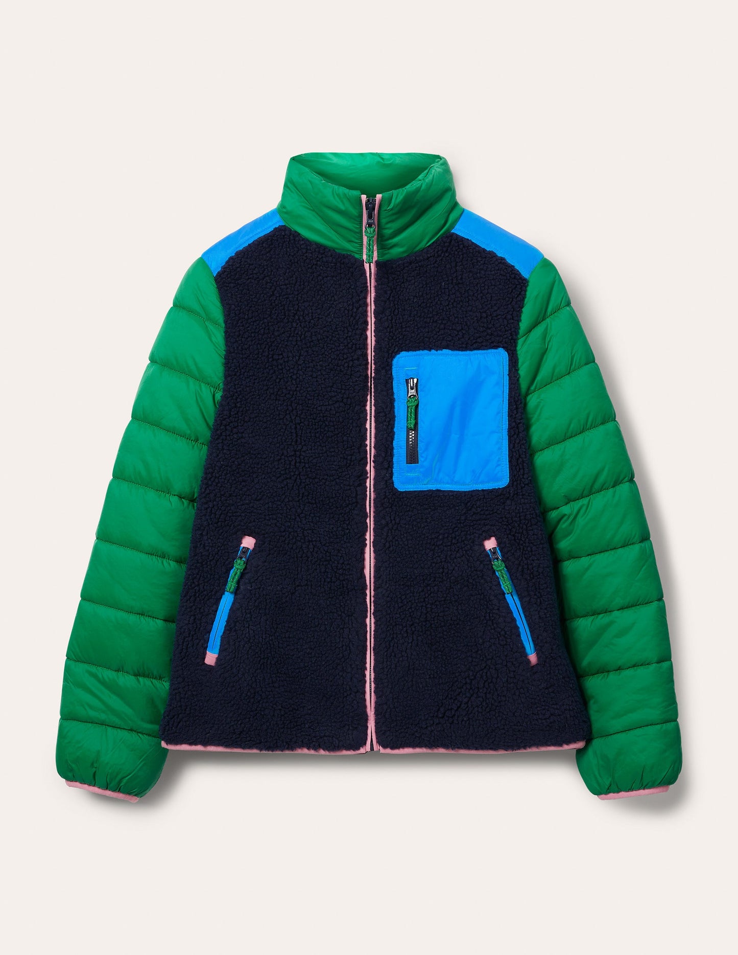 Steppjacke aus Borgmischgewebe-Navy/Tannengrün