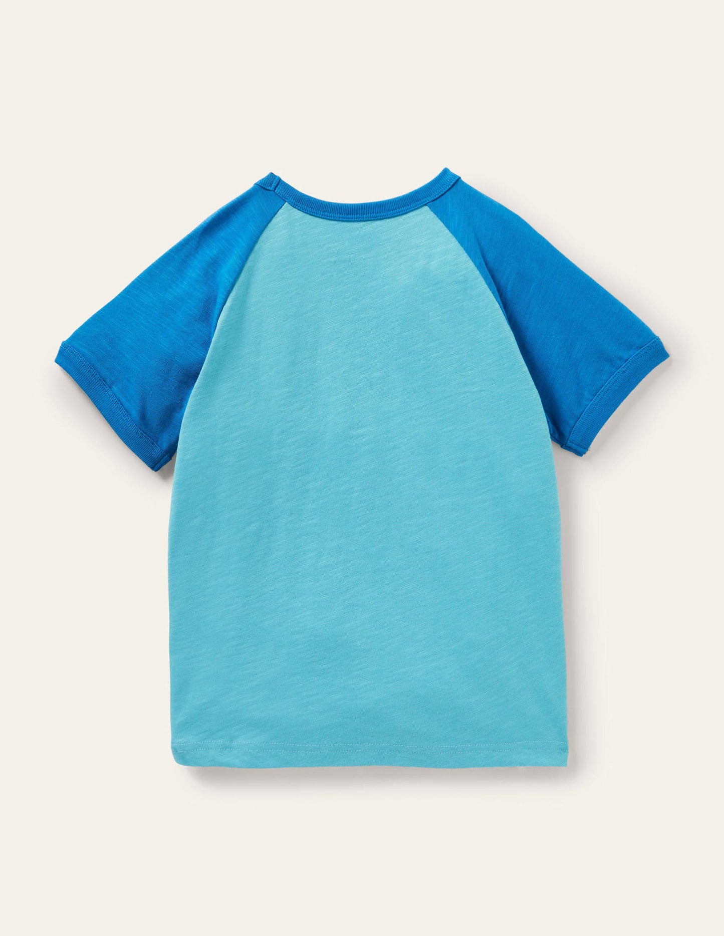 Raglan-T-Shirt in Blockfarben-Wasserblau, Regenbogen