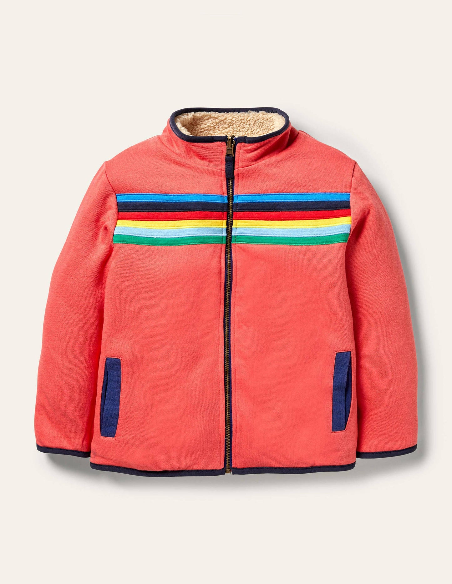 Pull zippé réversible-Arc-en-ciel écru
