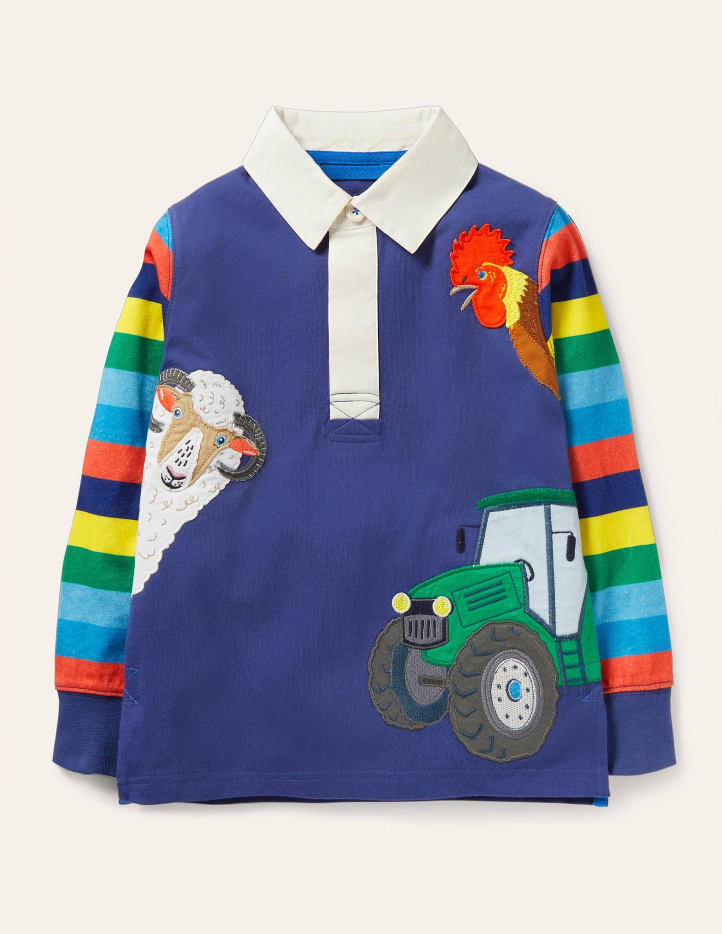 Rugbyshirt mit Bauernhoftieren-Schuluniform-Navy, Tiere