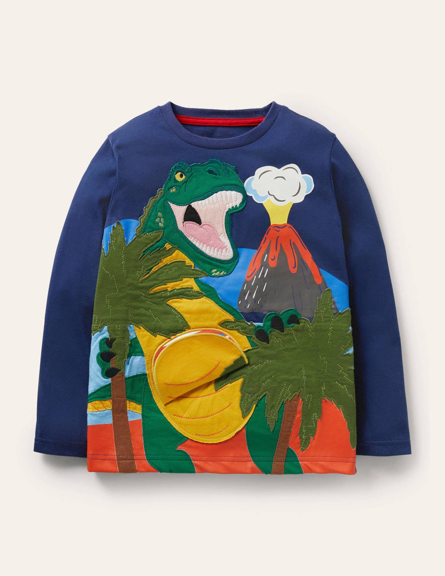 T-Shirt mit Tierapplikation mit zwei Klappen-Segelblau, Dinosaurier