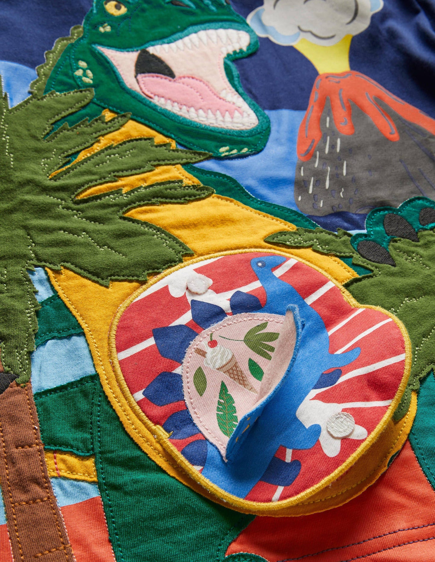 T-Shirt mit Tierapplikation mit zwei Klappen-Segelblau, Dinosaurier