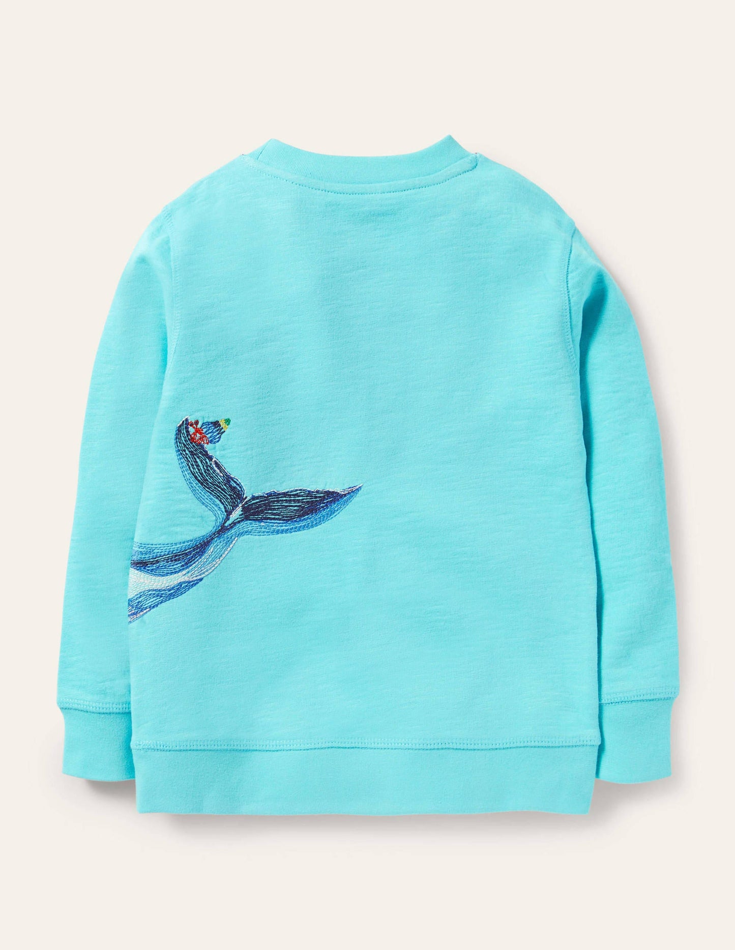 Sweatshirt mit Superstitch-Walmotiv-Wasserblau, Wal