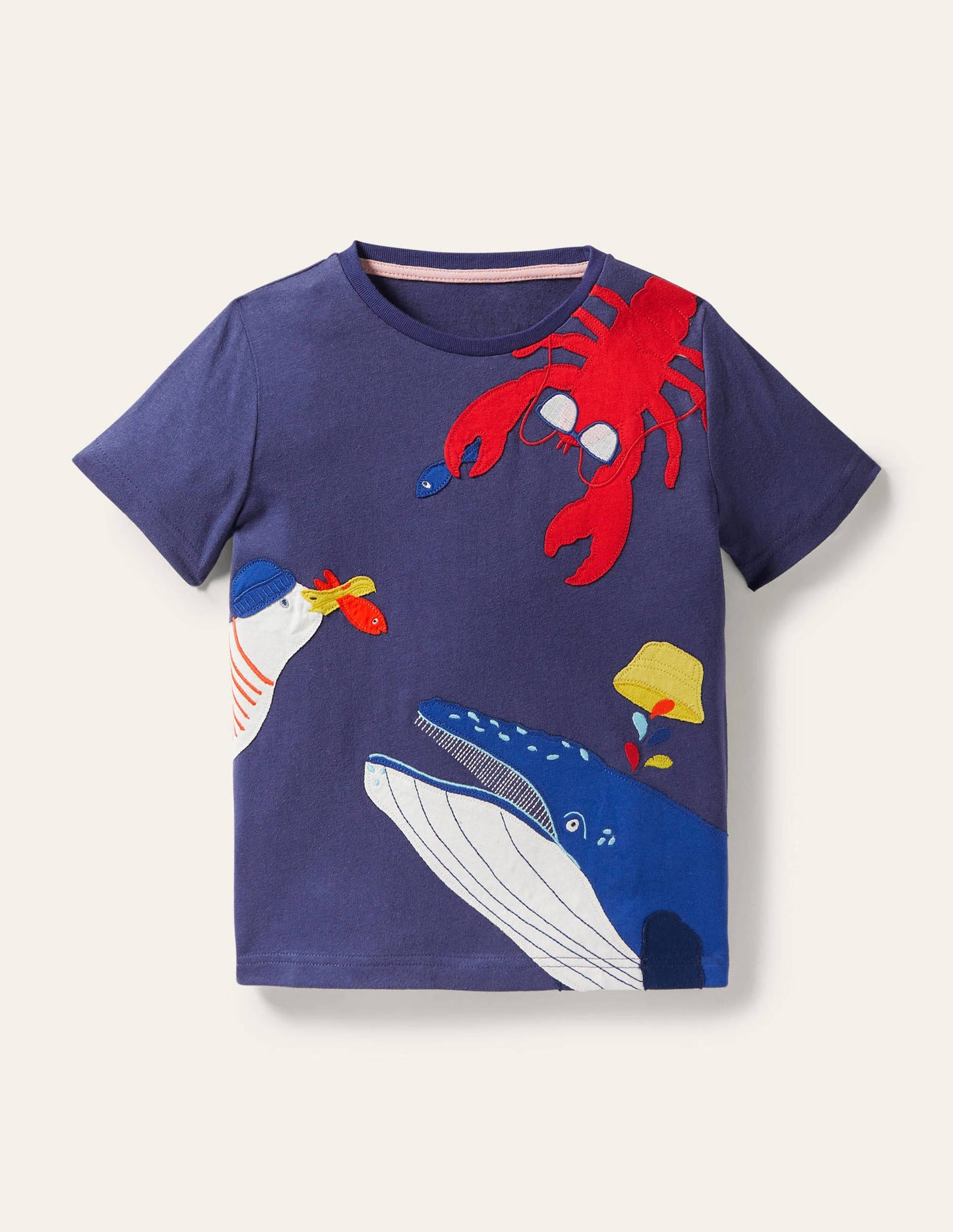 T-Shirt mit Tierapplikation-Marokkoblau, Wale