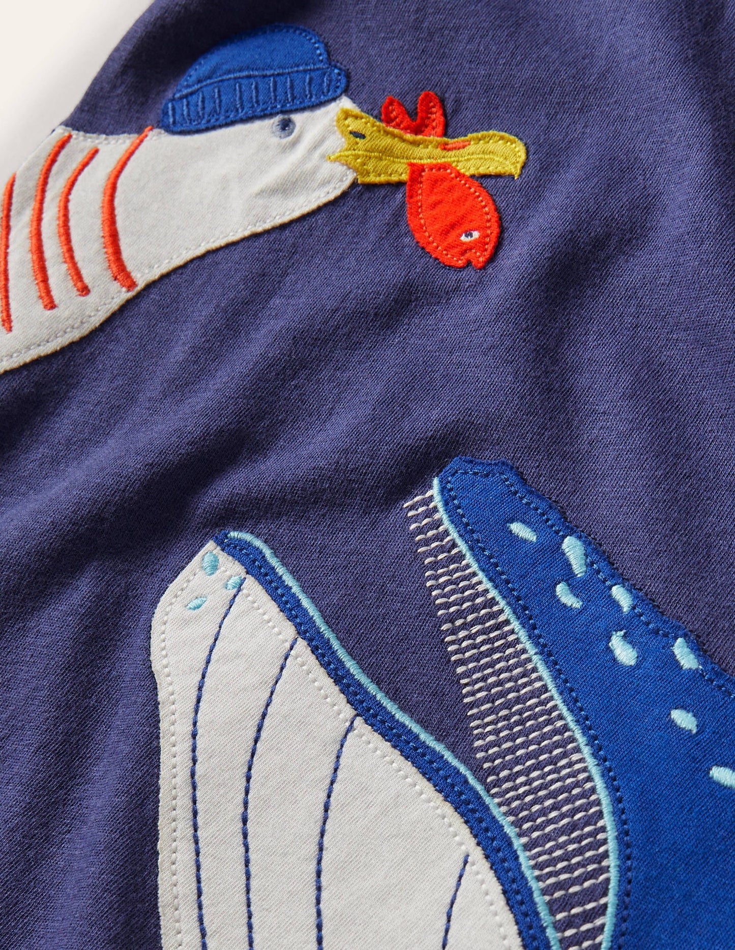 T-Shirt mit Tierapplikation-Marokkoblau, Wale