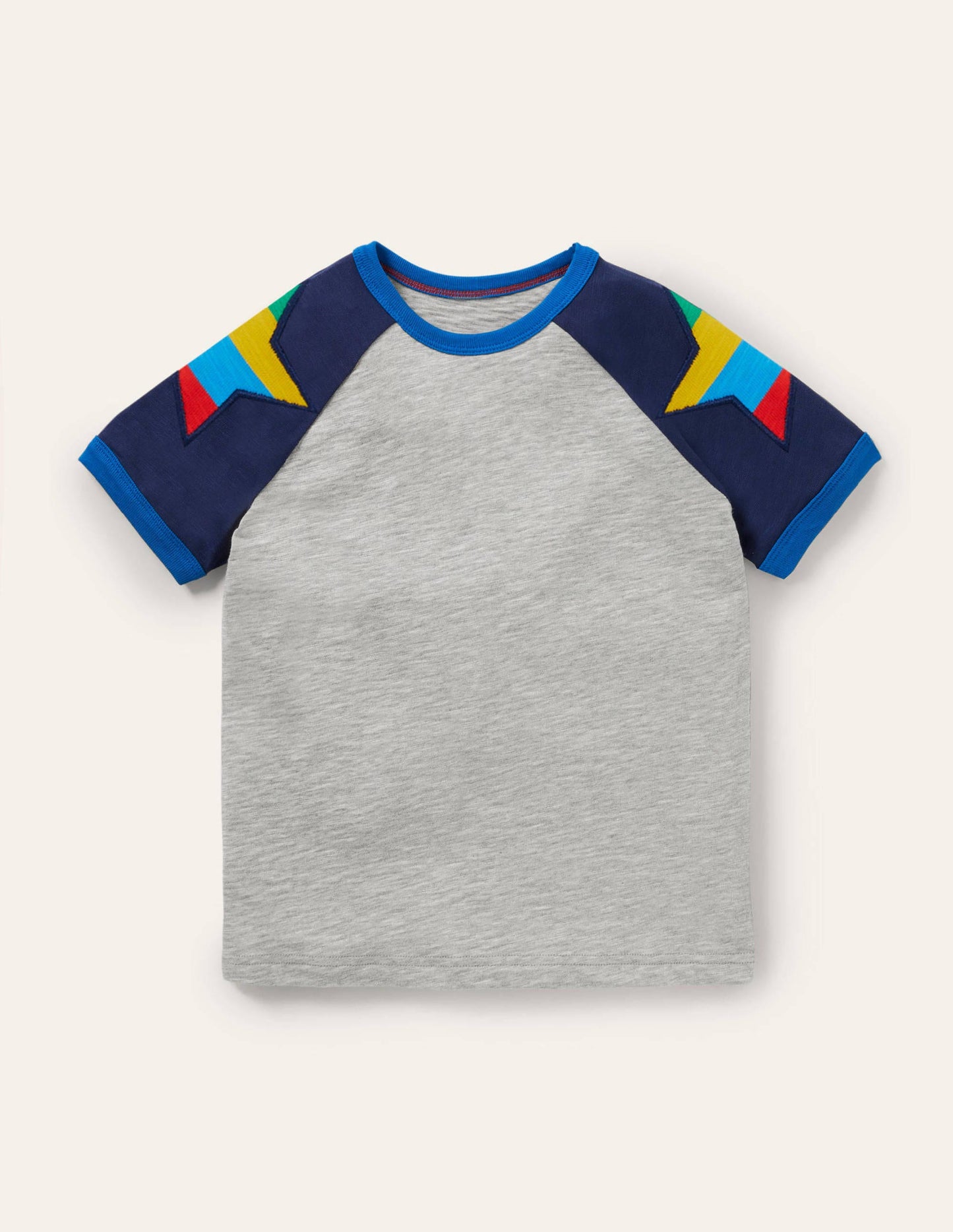 Raglan-T-Shirt in Blockfarben-Grau Meliert, Sterne