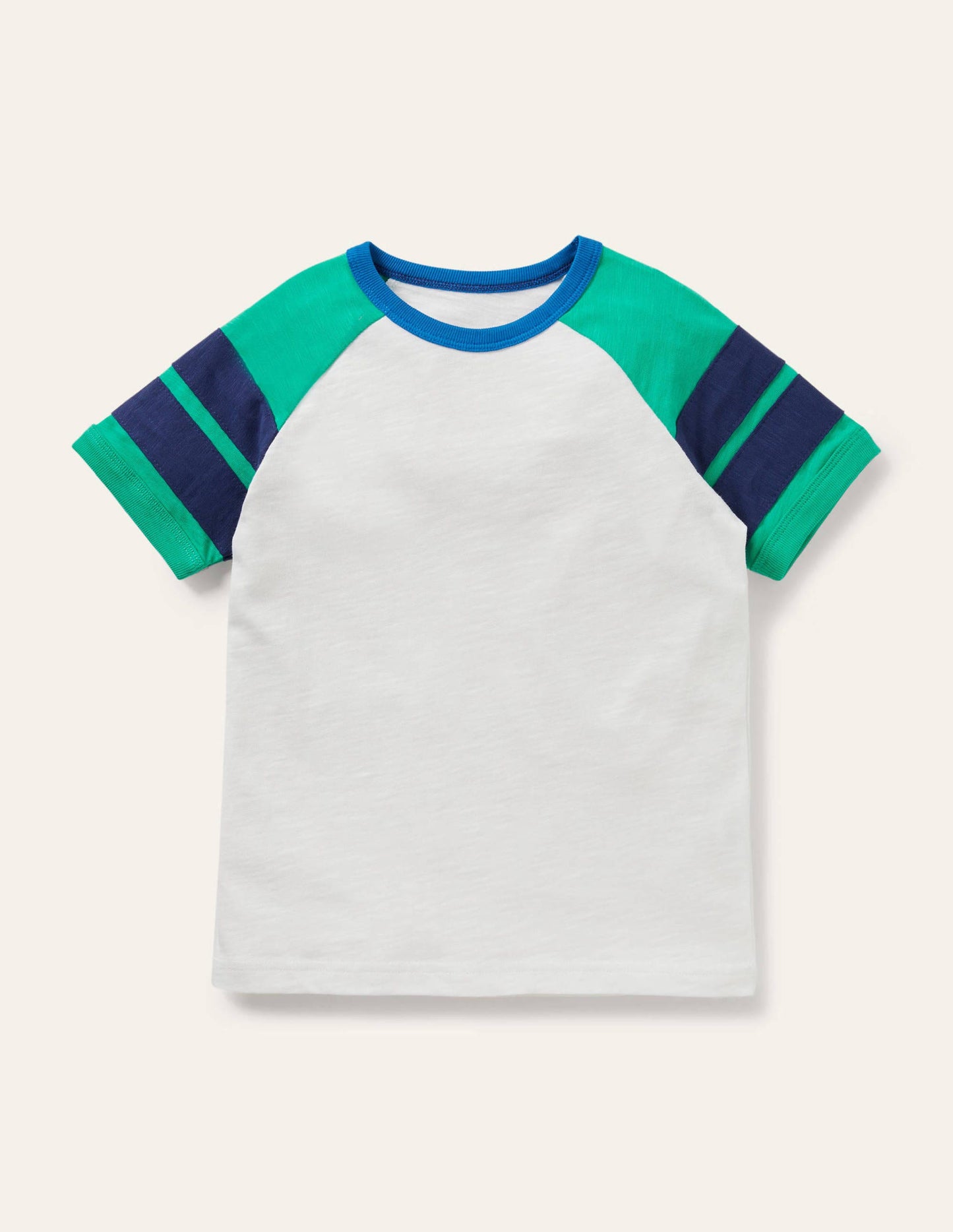Raglan-T-Shirt in Blockfarben-Naturweiß/Paprikagrün
