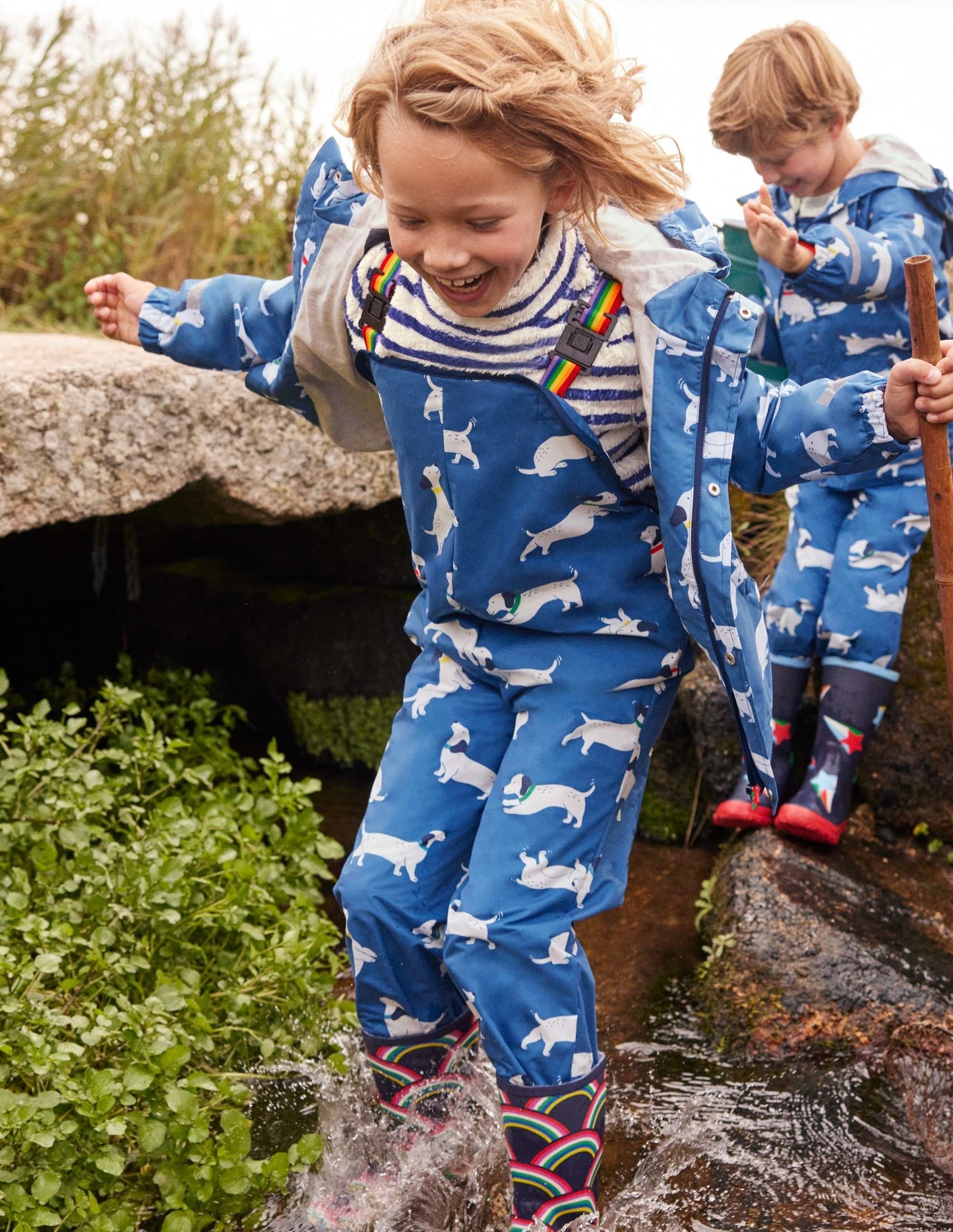 Wasserdichte Regenjacke-Venedig-Blau, Dackel
