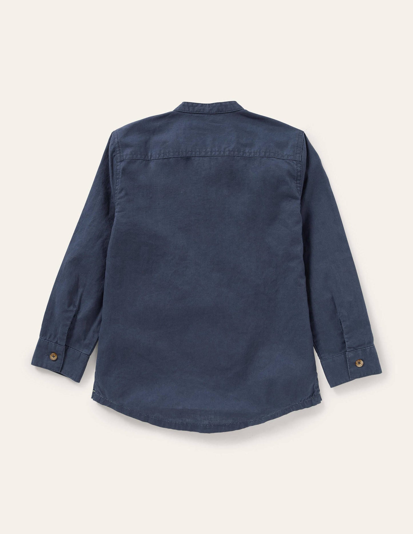 Linen Cotton Grandad Shirt-Indigo