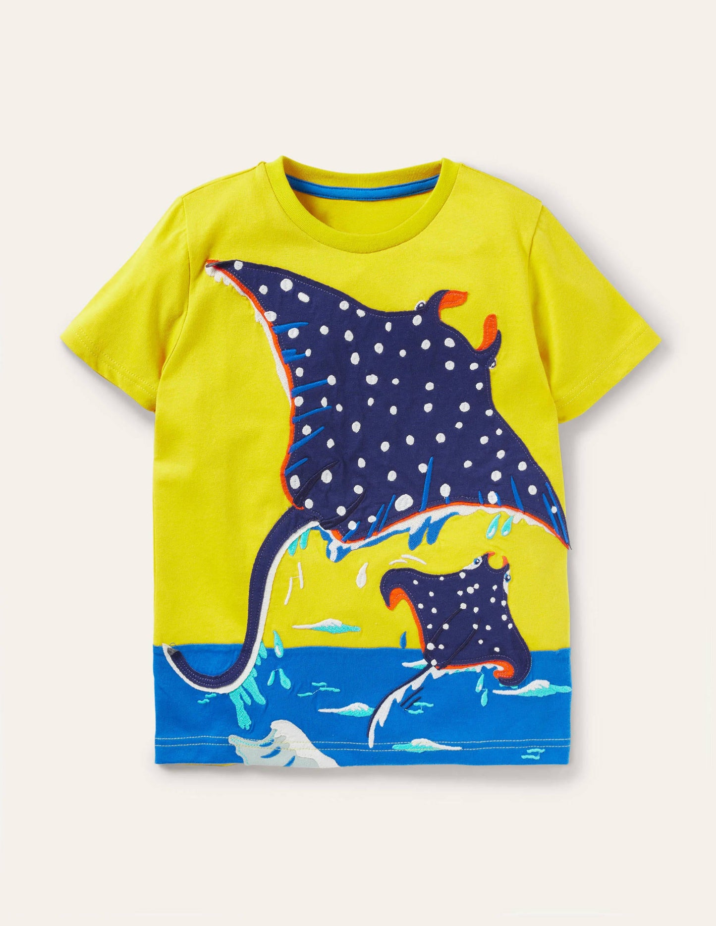 T-Shirt mit Unterwassermotiv-Sonnenblumengelb, Mantarochen