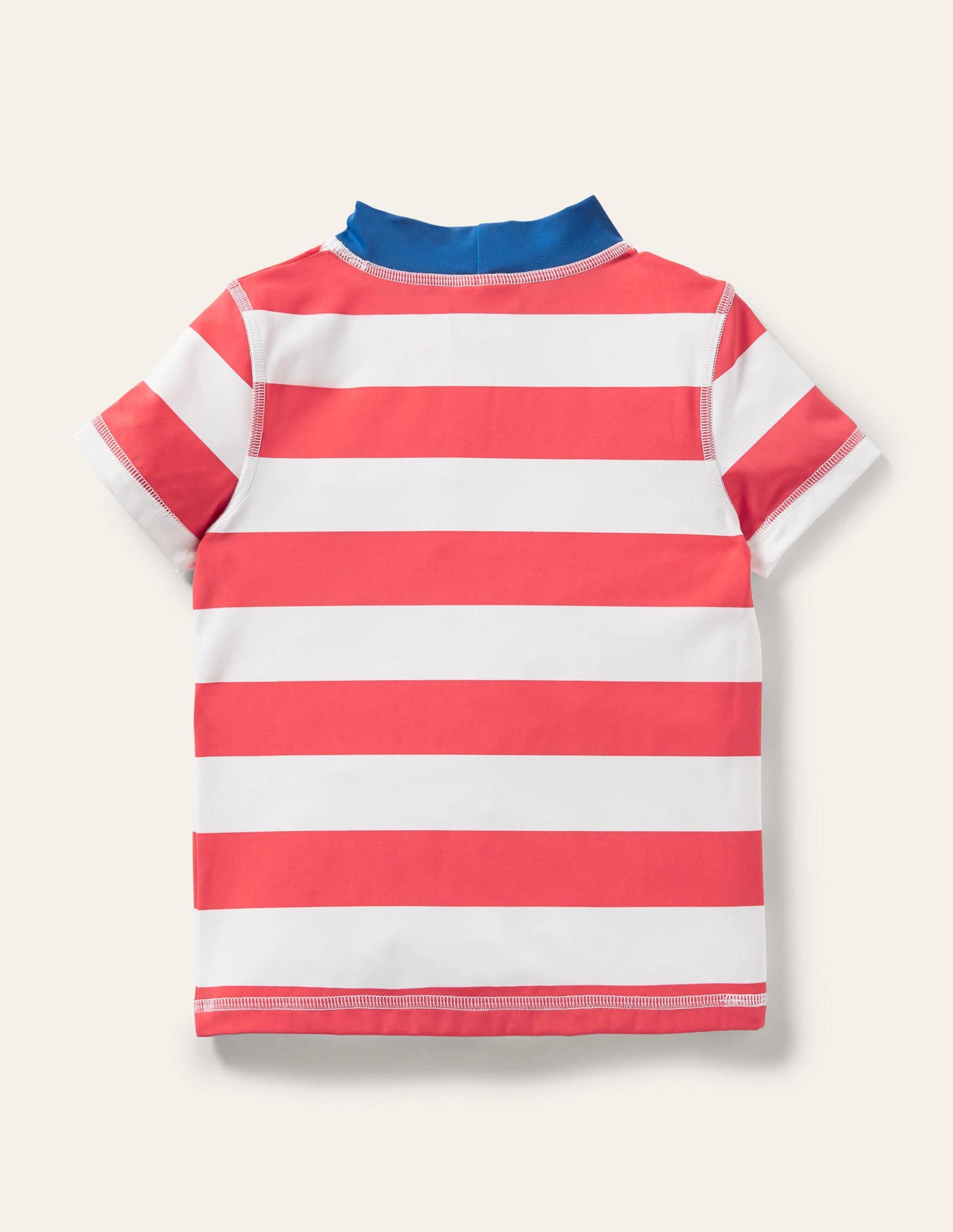 Badeshirt mit kurzen Ärmeln-Marmeladenrot/Naturweiß, Gestreift