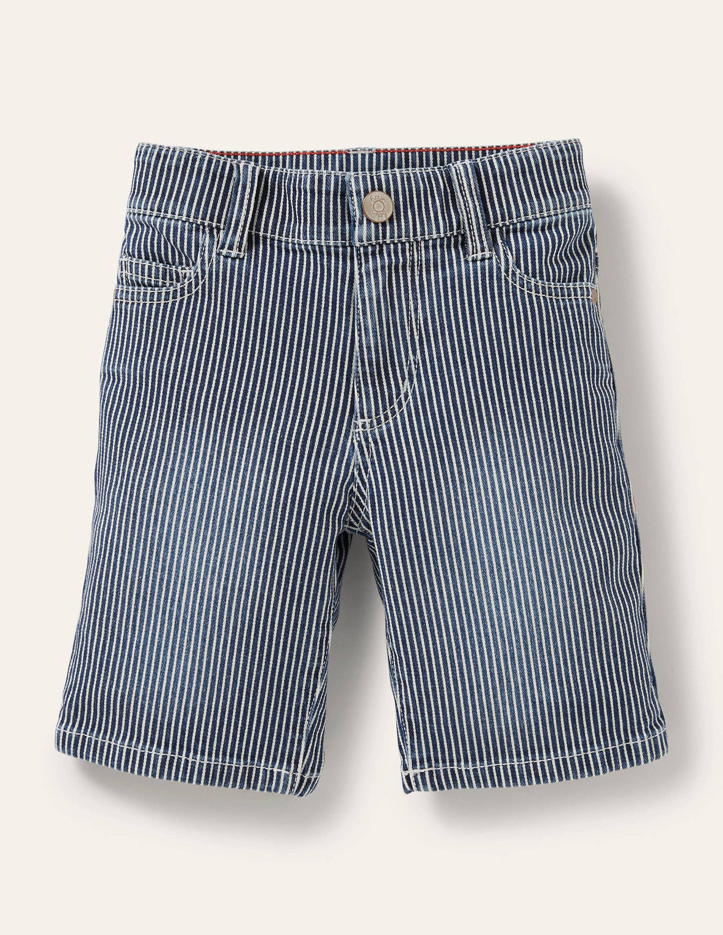 Denimshorts mit Adventure-Flex-Indigoblau, Feine Streifen