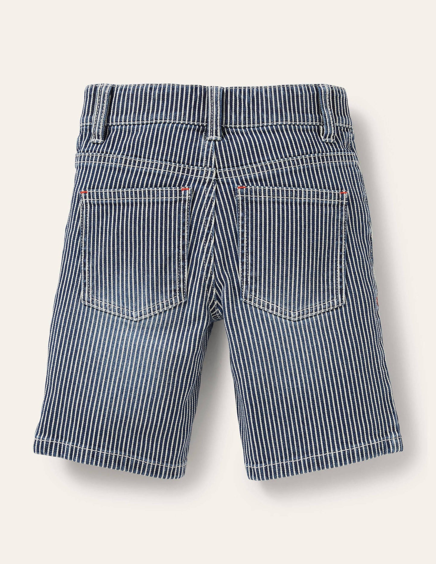 Denimshorts mit Adventure-Flex-Indigoblau, Feine Streifen