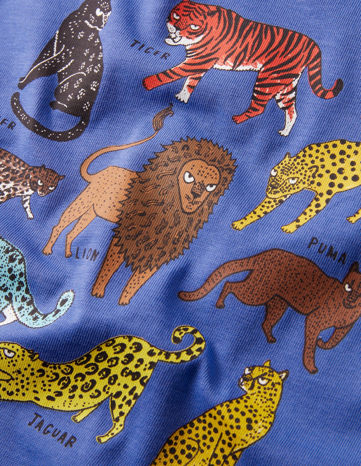 Im Dunkeln leuchtendes T-Shirt-Glockenblumenblau, Großkatzen