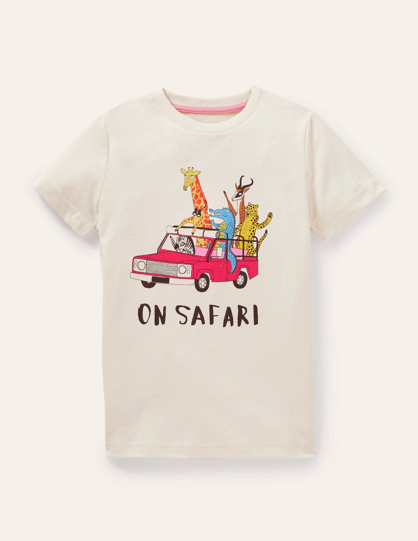 T-Shirt mit Safarifahrzeug-Naturweiß, Safarifahrzeug