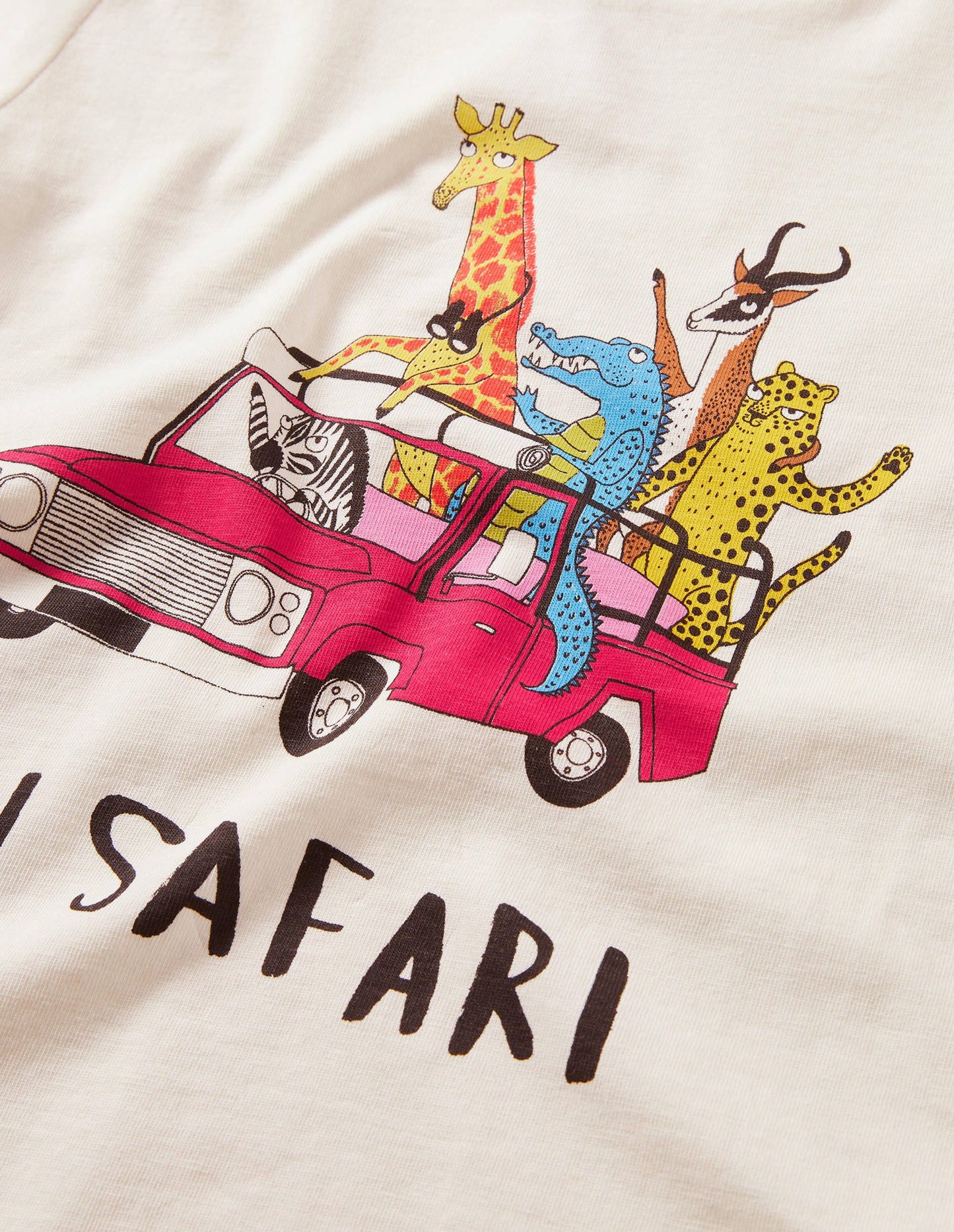 T-Shirt mit Safarifahrzeug-Naturweiß, Safarifahrzeug