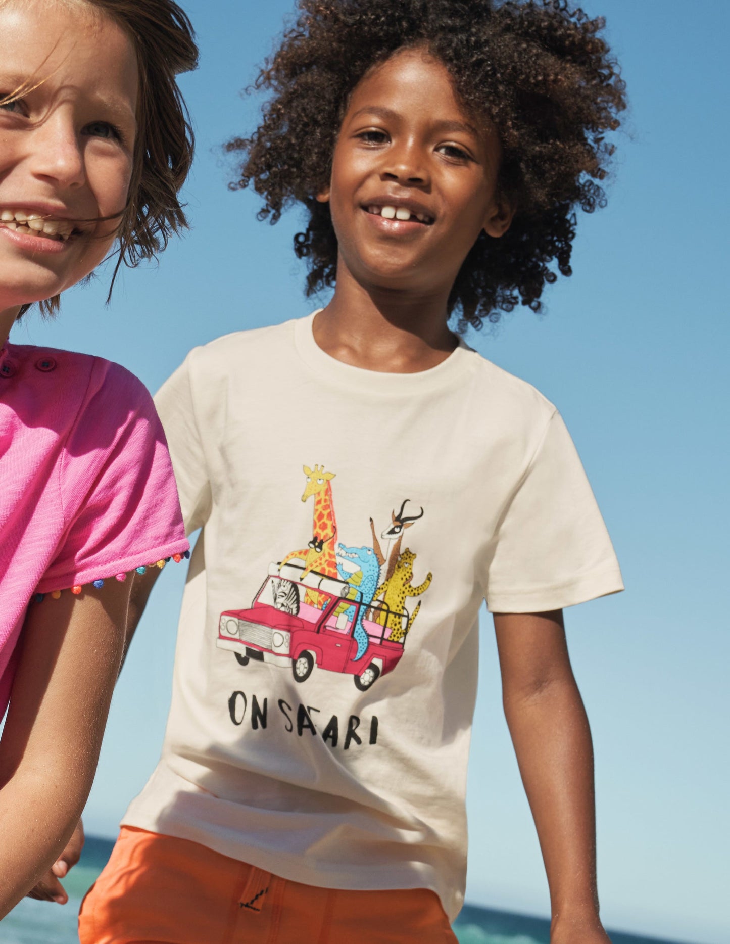 T-Shirt mit Safarifahrzeug-Naturweiß, Safarifahrzeug