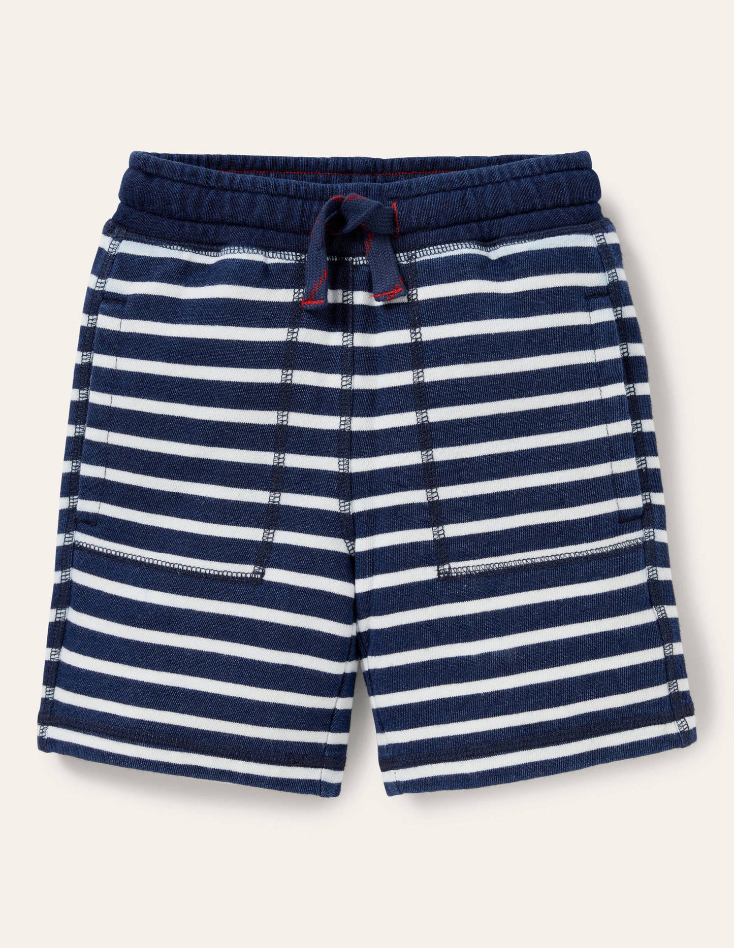 Short de survêtement indigo rayé-Indigo/ivoire