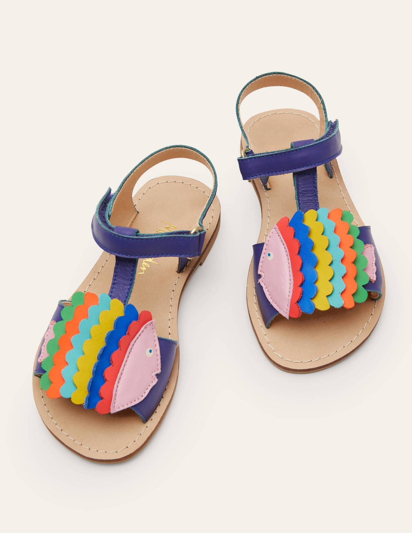 Fröhliche Ledersandalen-Bunt, Fisch