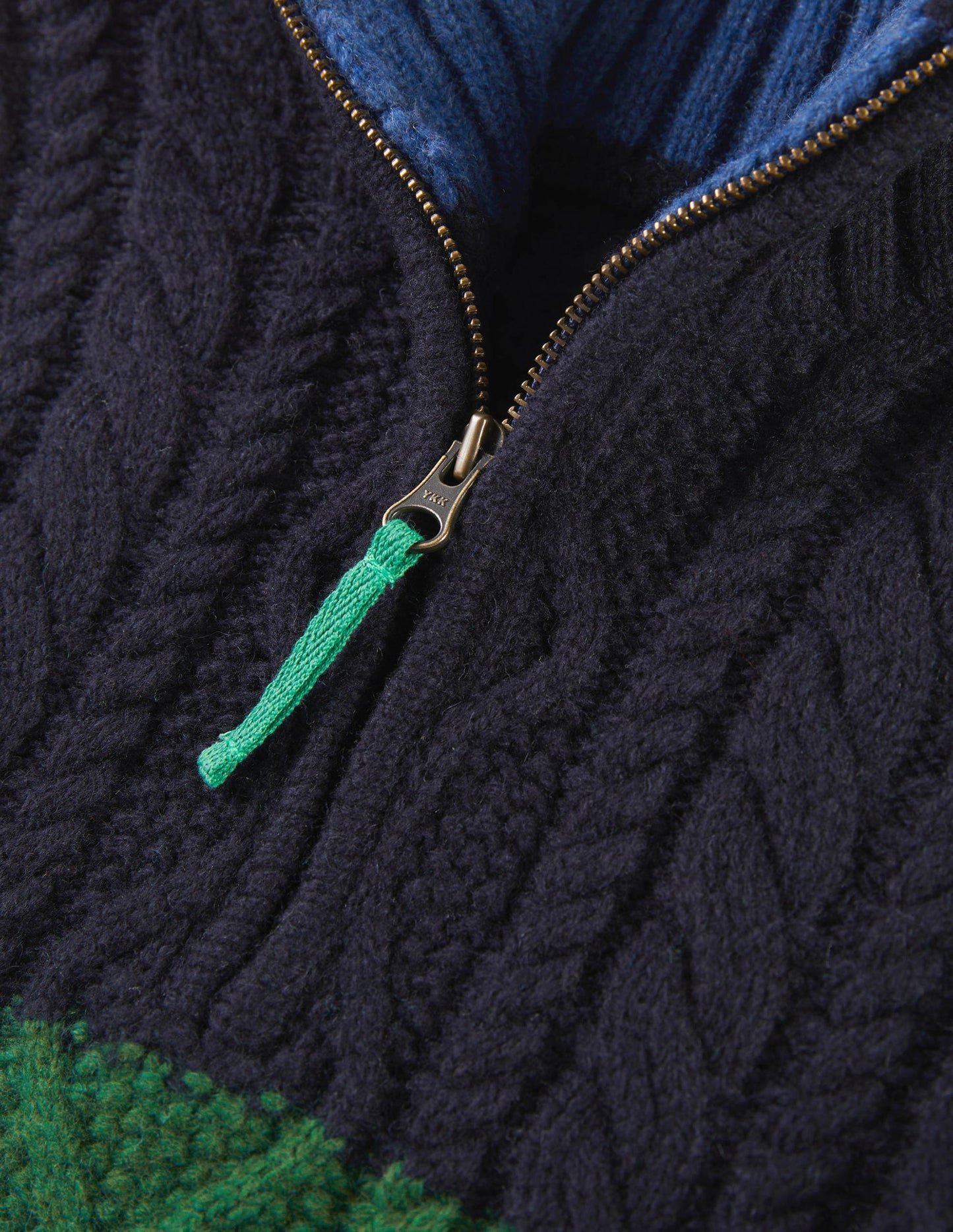 Colourblock Half Zip Cable Knit Jumper-Bunt, Blockfarben
