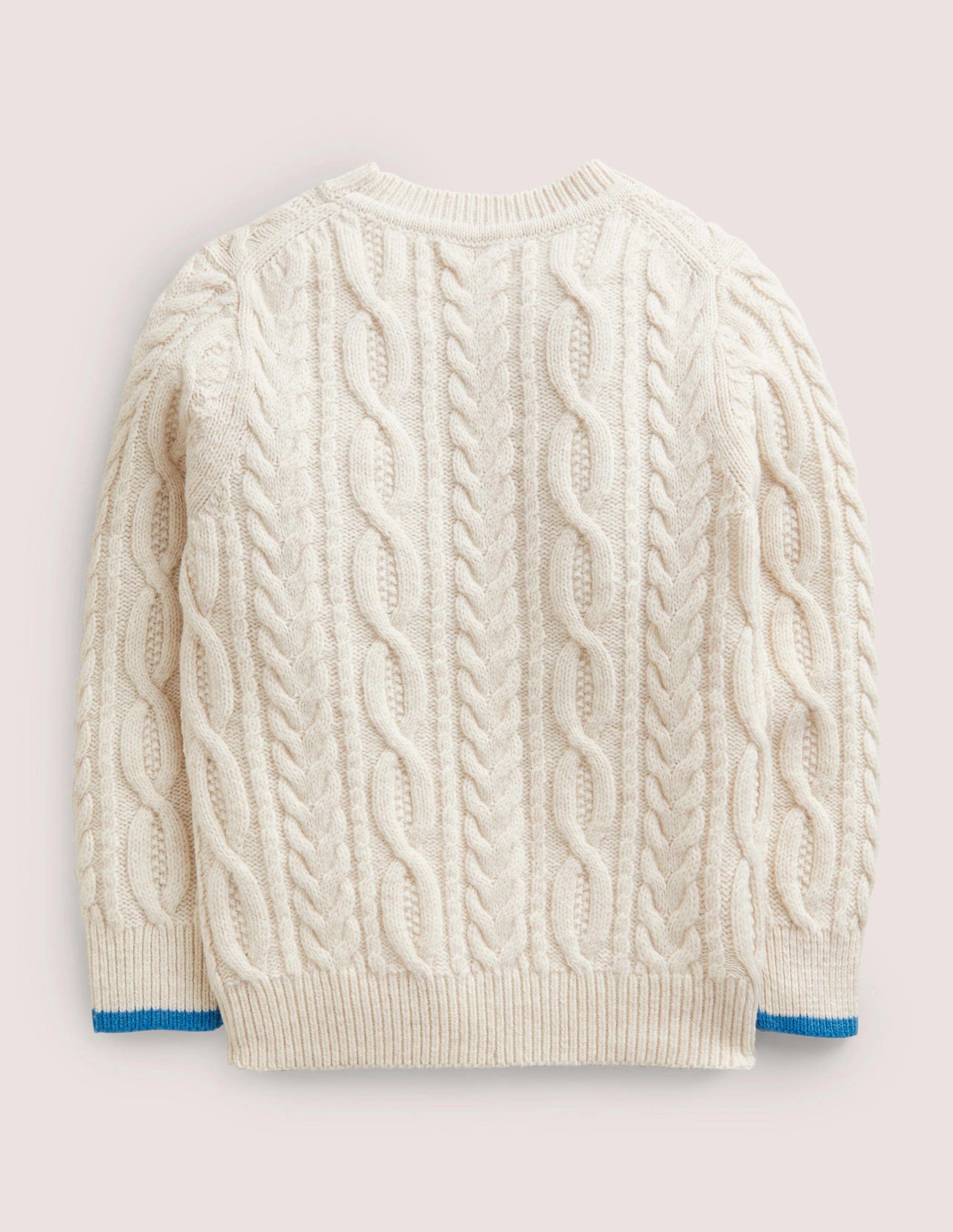 Zopfstrickpullover mit Schneemann-Ecru Meliert, Schneemann